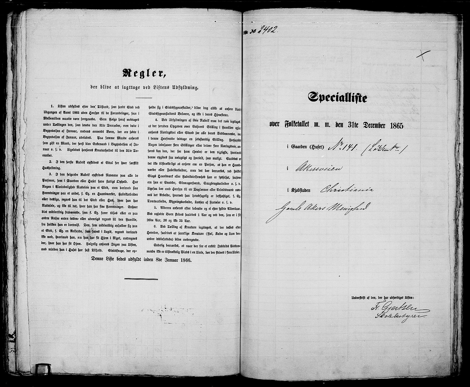 RA, Folketelling 1865 for 0301 Kristiania kjøpstad, 1865, s. 5337