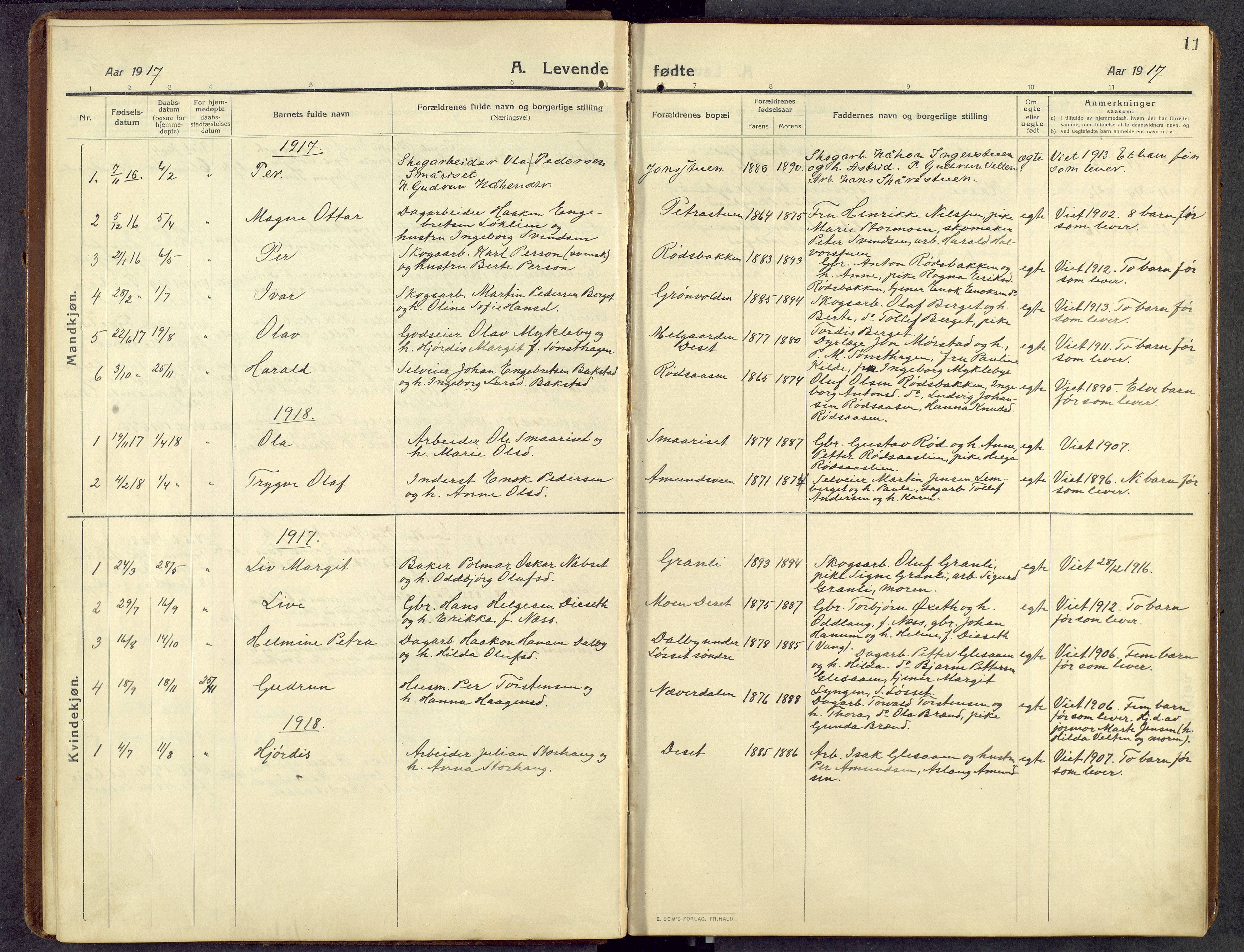 Åmot prestekontor, Hedmark, AV/SAH-PREST-056/H/Ha/Hab/L0014: Klokkerbok nr. 14, 1911-1968, s. 11