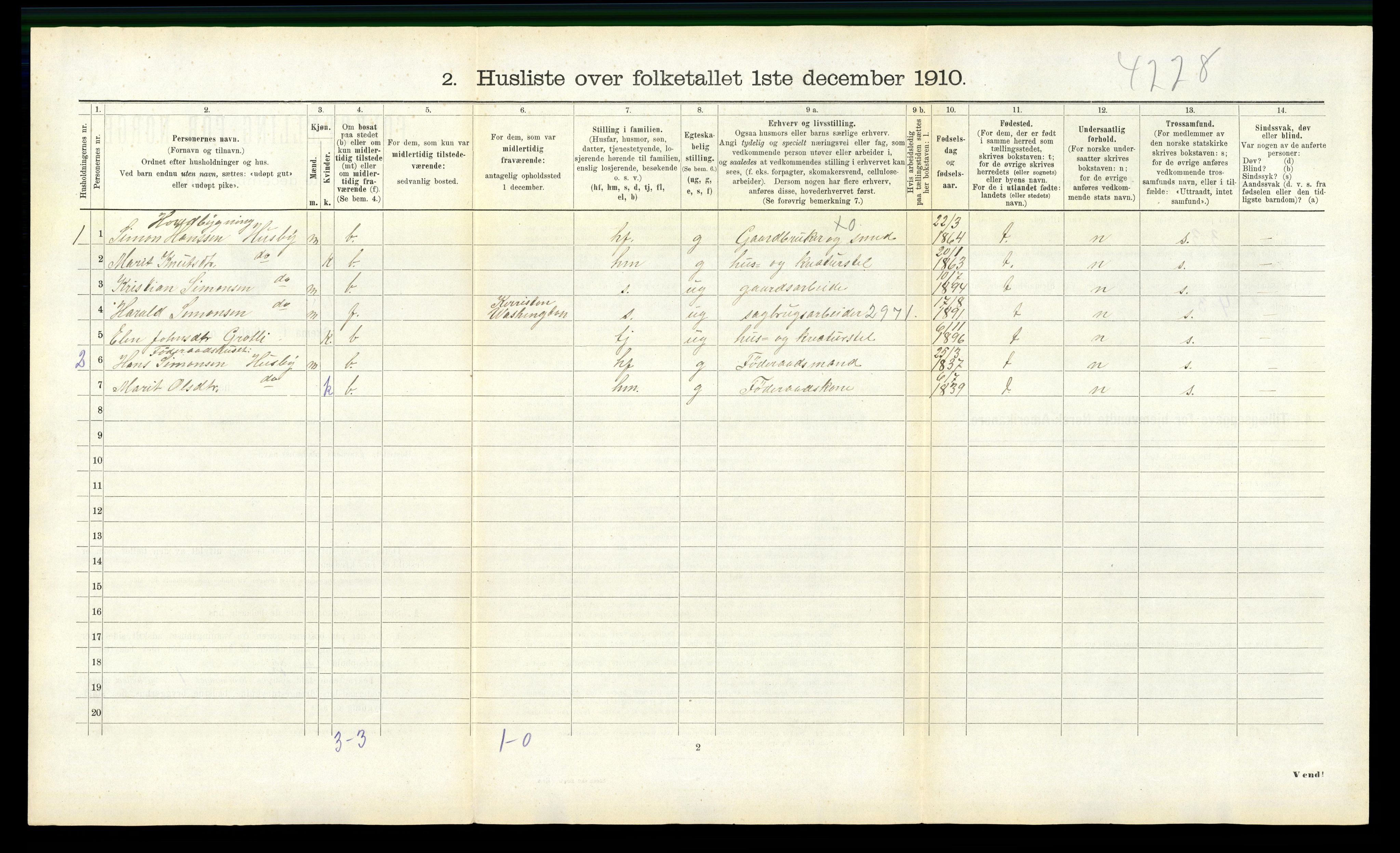 RA, Folketelling 1910 for 1542 Eresfjord og Vistdal herred, 1910, s. 338