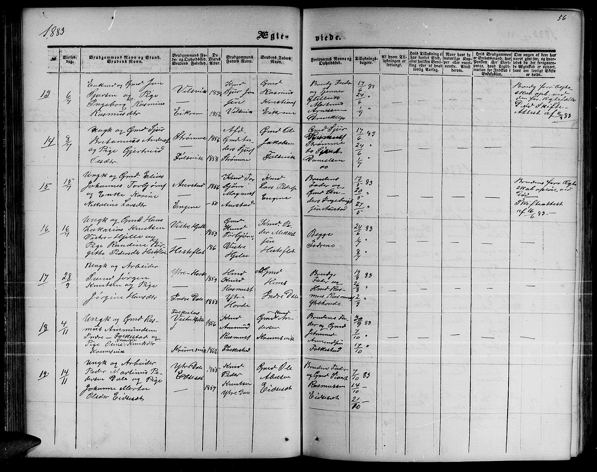 Ministerialprotokoller, klokkerbøker og fødselsregistre - Møre og Romsdal, AV/SAT-A-1454/511/L0157: Klokkerbok nr. 511C03, 1864-1884, s. 56