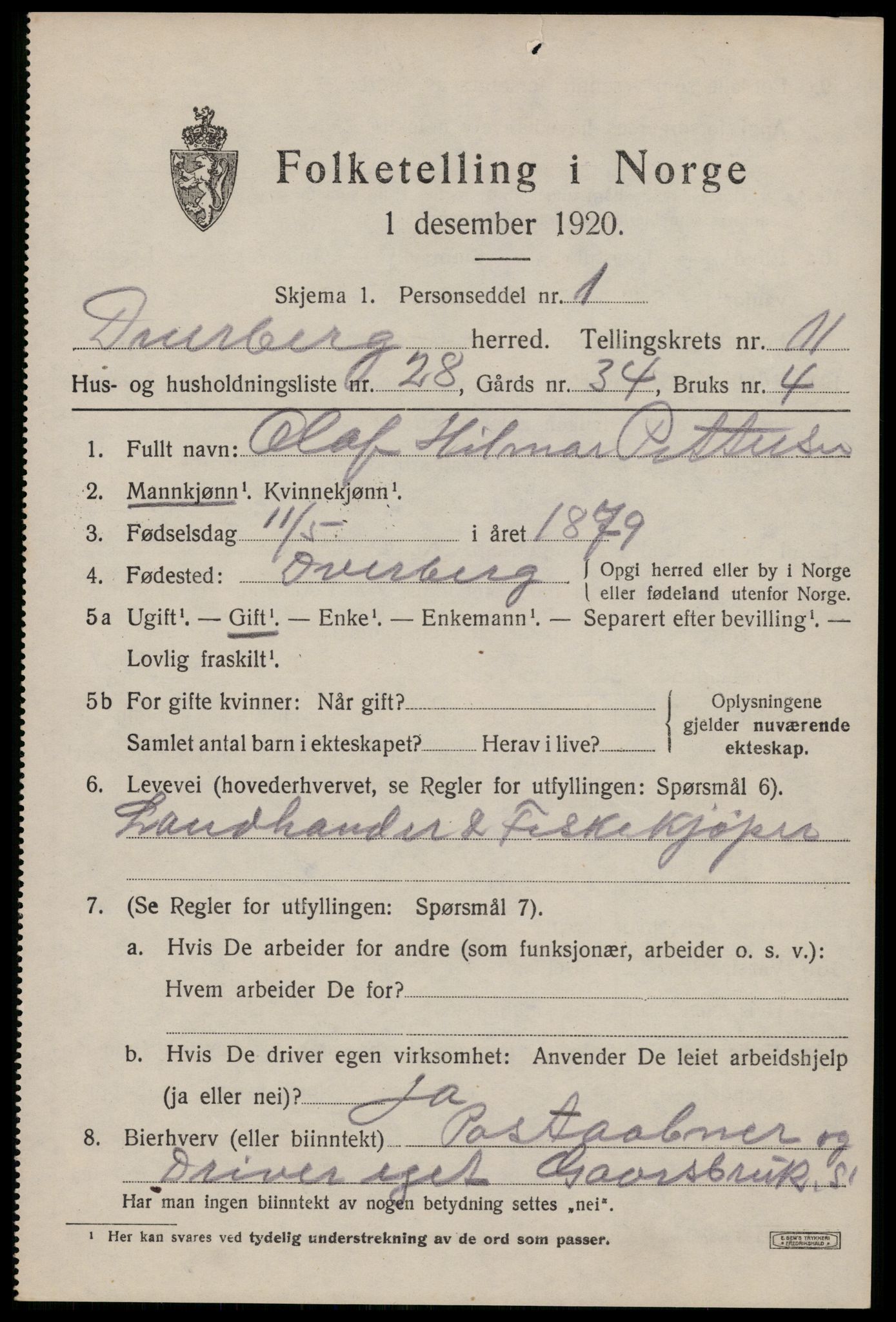 SAT, Folketelling 1920 for 1872 Dverberg herred, 1920, s. 9084