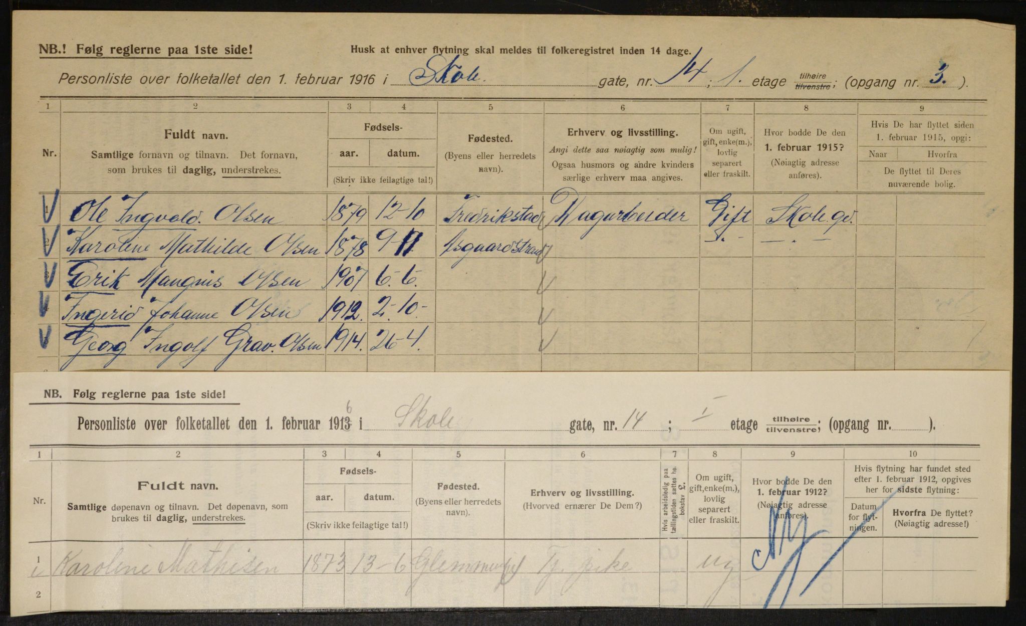 OBA, Kommunal folketelling 1.2.1916 for Kristiania, 1916, s. 98819