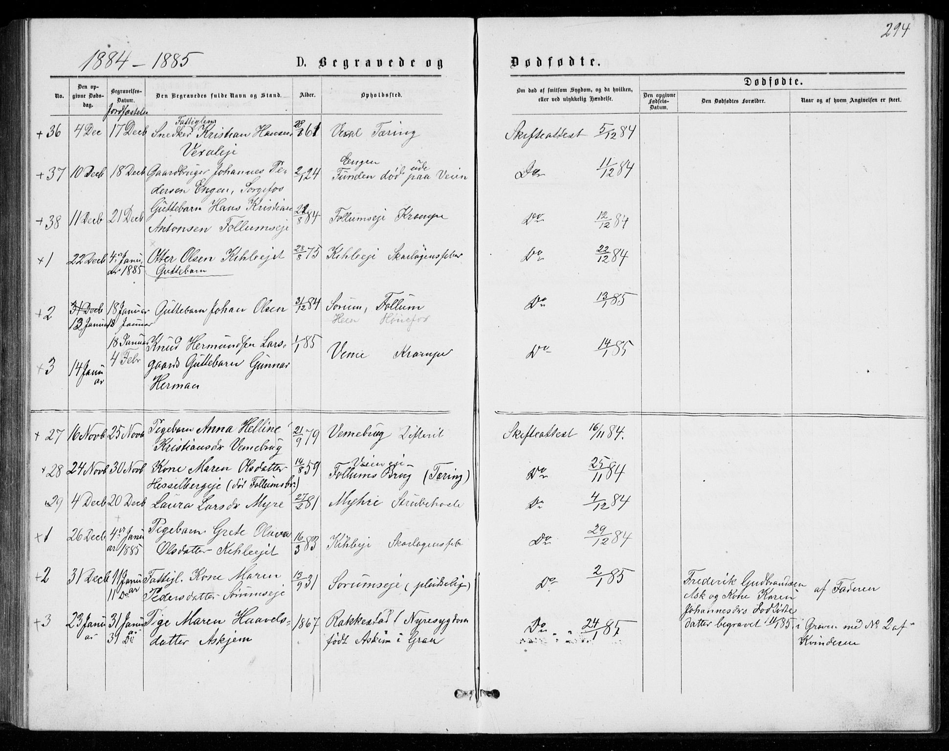 Norderhov kirkebøker, AV/SAKO-A-237/G/Ga/L0007: Klokkerbok nr. I 7, 1877-1887, s. 294