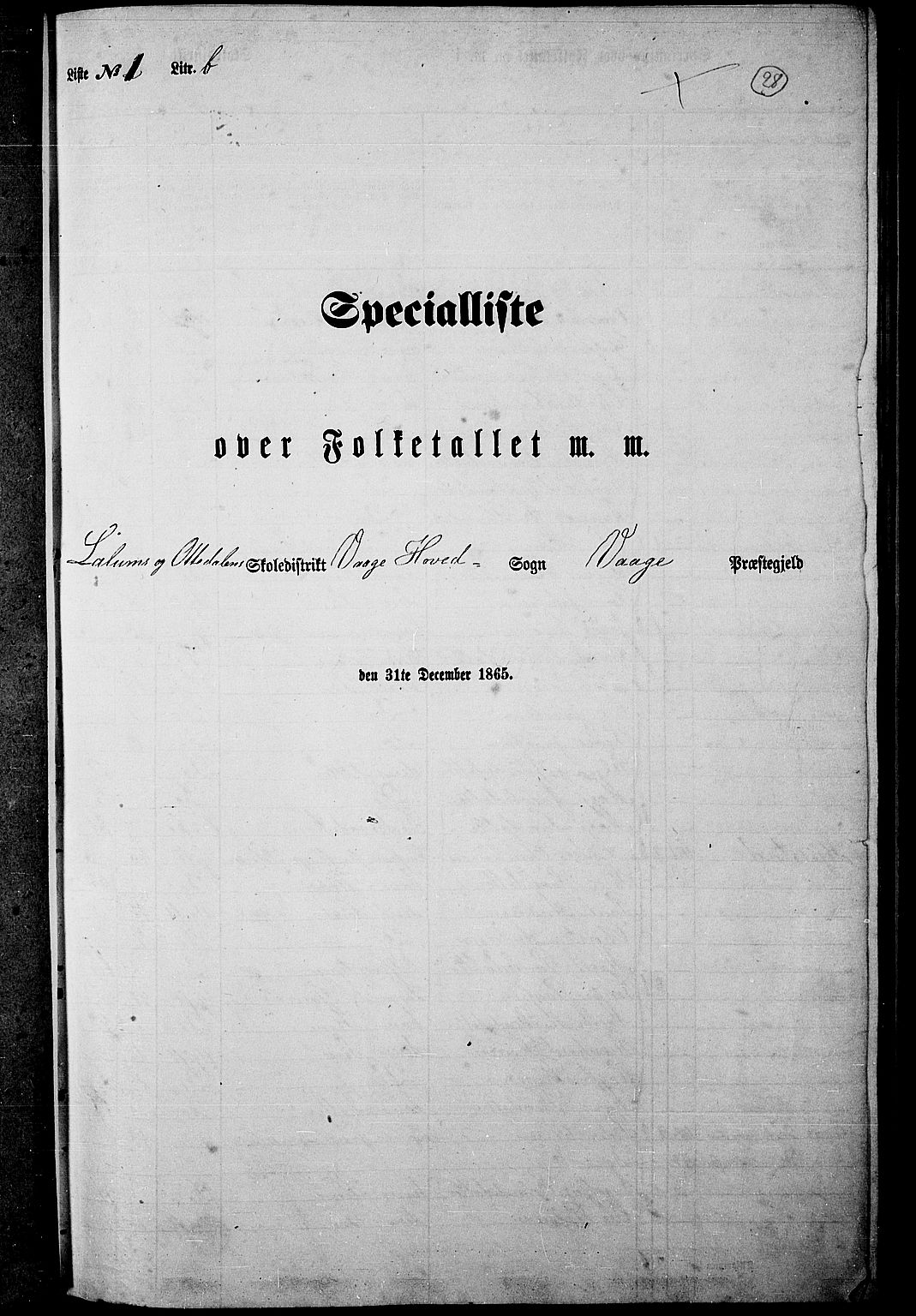 RA, Folketelling 1865 for 0515P Vågå prestegjeld, 1865, s. 25