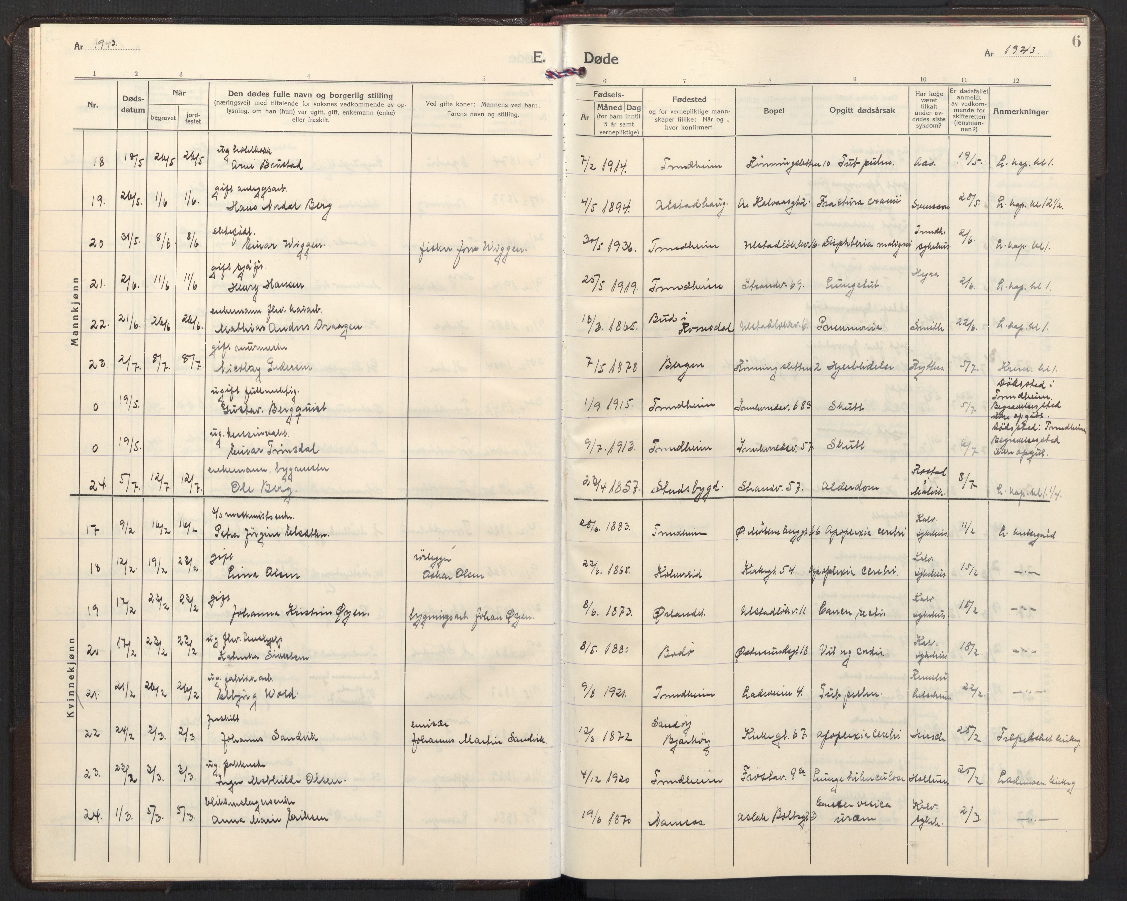 Ministerialprotokoller, klokkerbøker og fødselsregistre - Sør-Trøndelag, AV/SAT-A-1456/605/L0264: Klokkerbok nr. 605C11, 1942-1949, s. 6