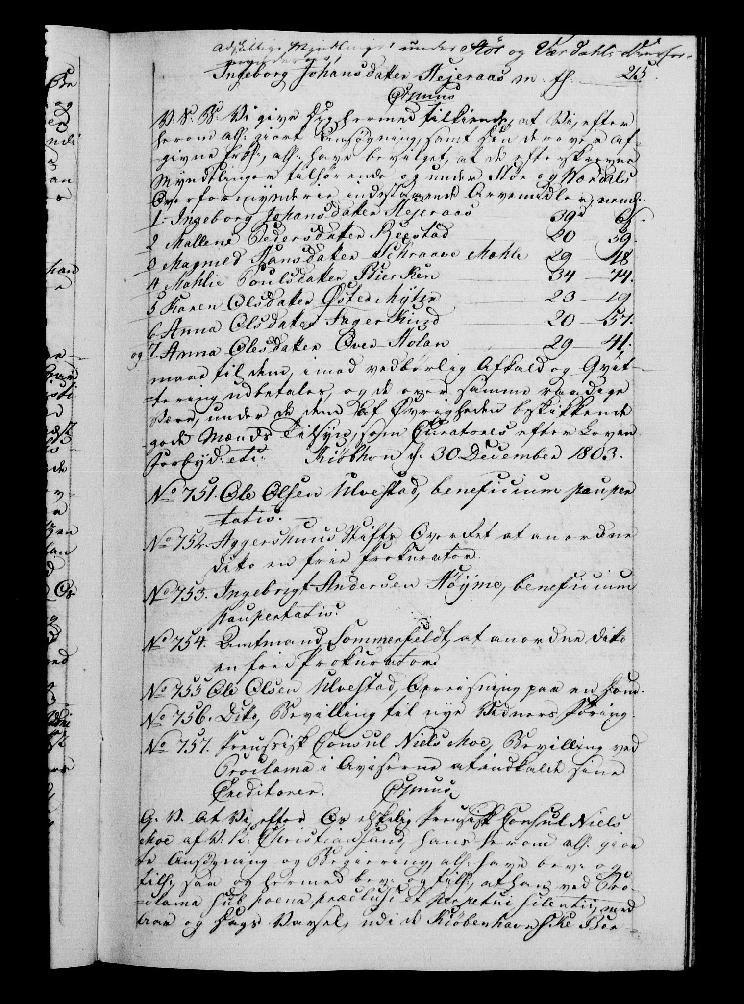 Danske Kanselli 1800-1814, RA/EA-3024/H/Hf/Hfb/Hfba/L0002: Registranter, 1802-1804, s. 215a