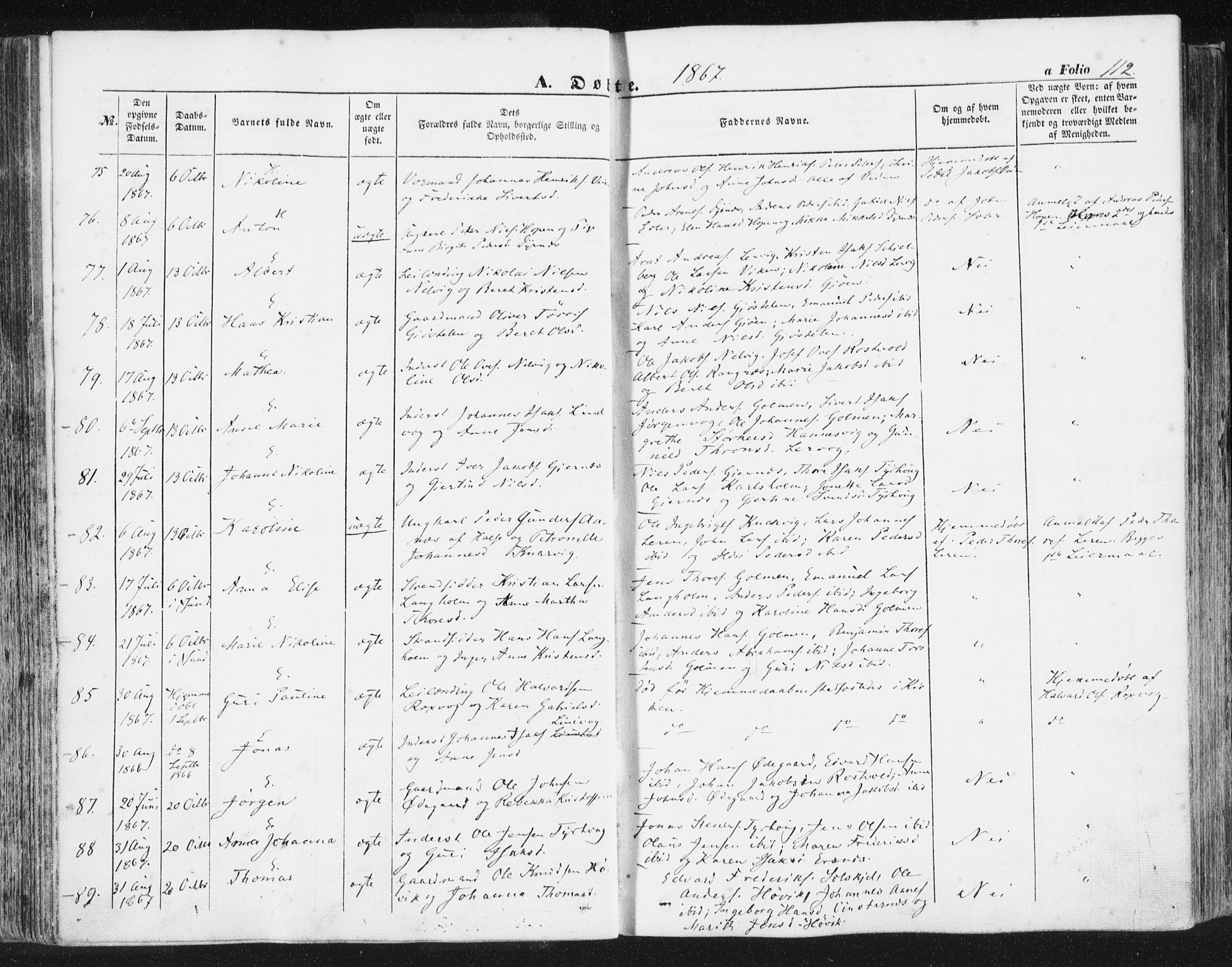 Ministerialprotokoller, klokkerbøker og fødselsregistre - Møre og Romsdal, SAT/A-1454/581/L0937: Ministerialbok nr. 581A05, 1853-1872, s. 112