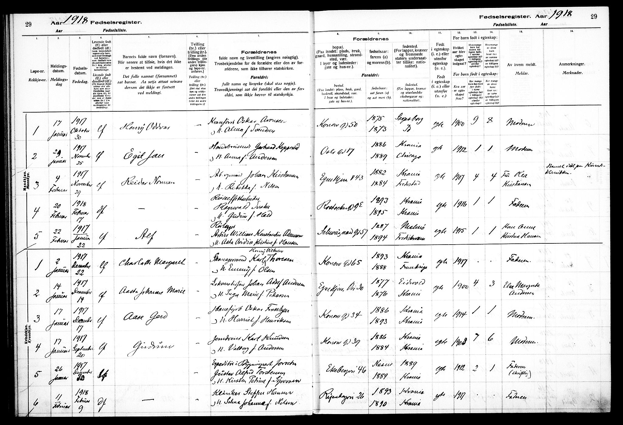 Gamlebyen prestekontor Kirkebøker, AV/SAO-A-10884/J/Ja/L0001: Fødselsregister nr. 1, 1916-1936, s. 29