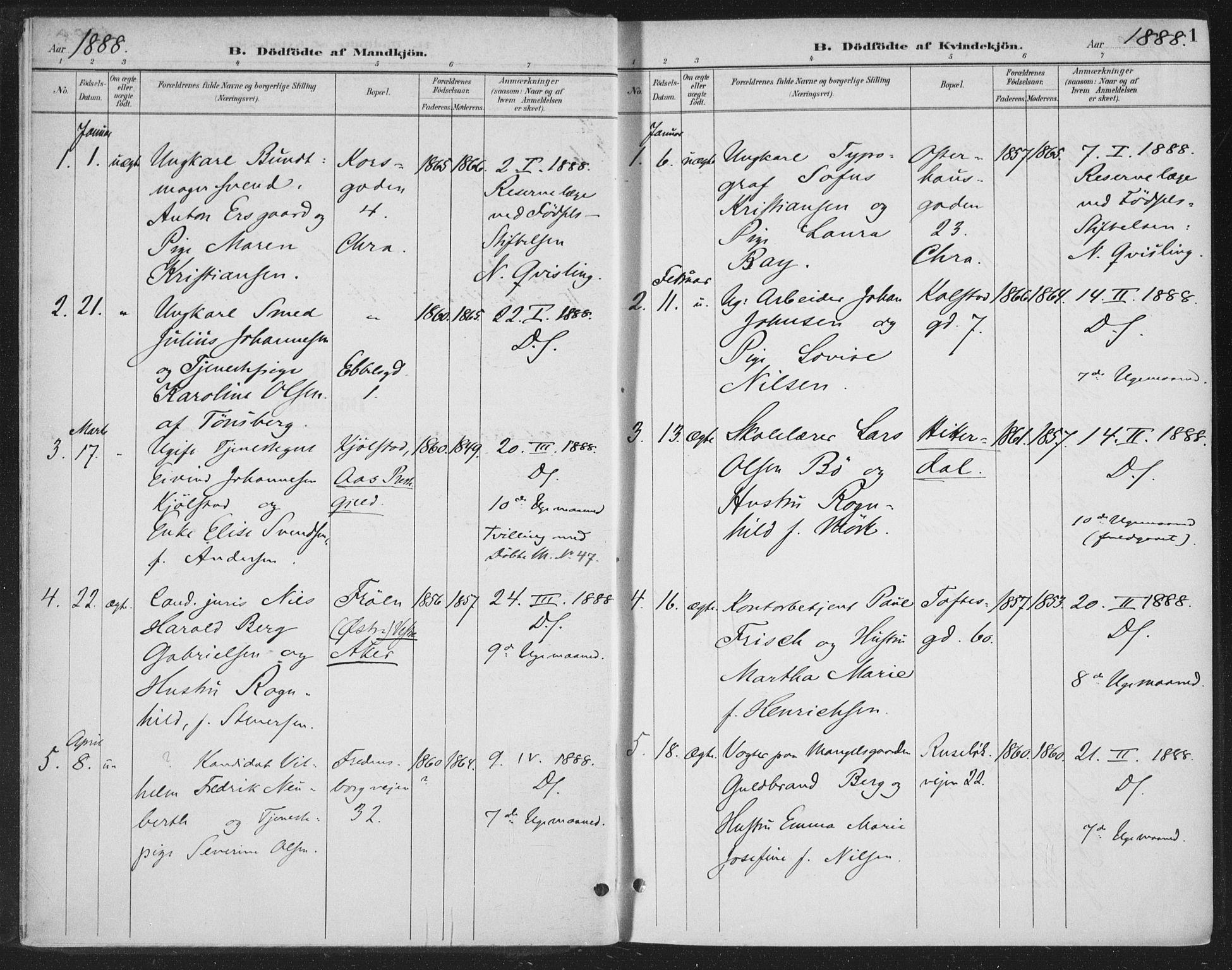 Rikshospitalet prestekontor Kirkebøker, AV/SAO-A-10309b/F/L0010: Ministerialbok nr. 10, 1888-1912, s. 1