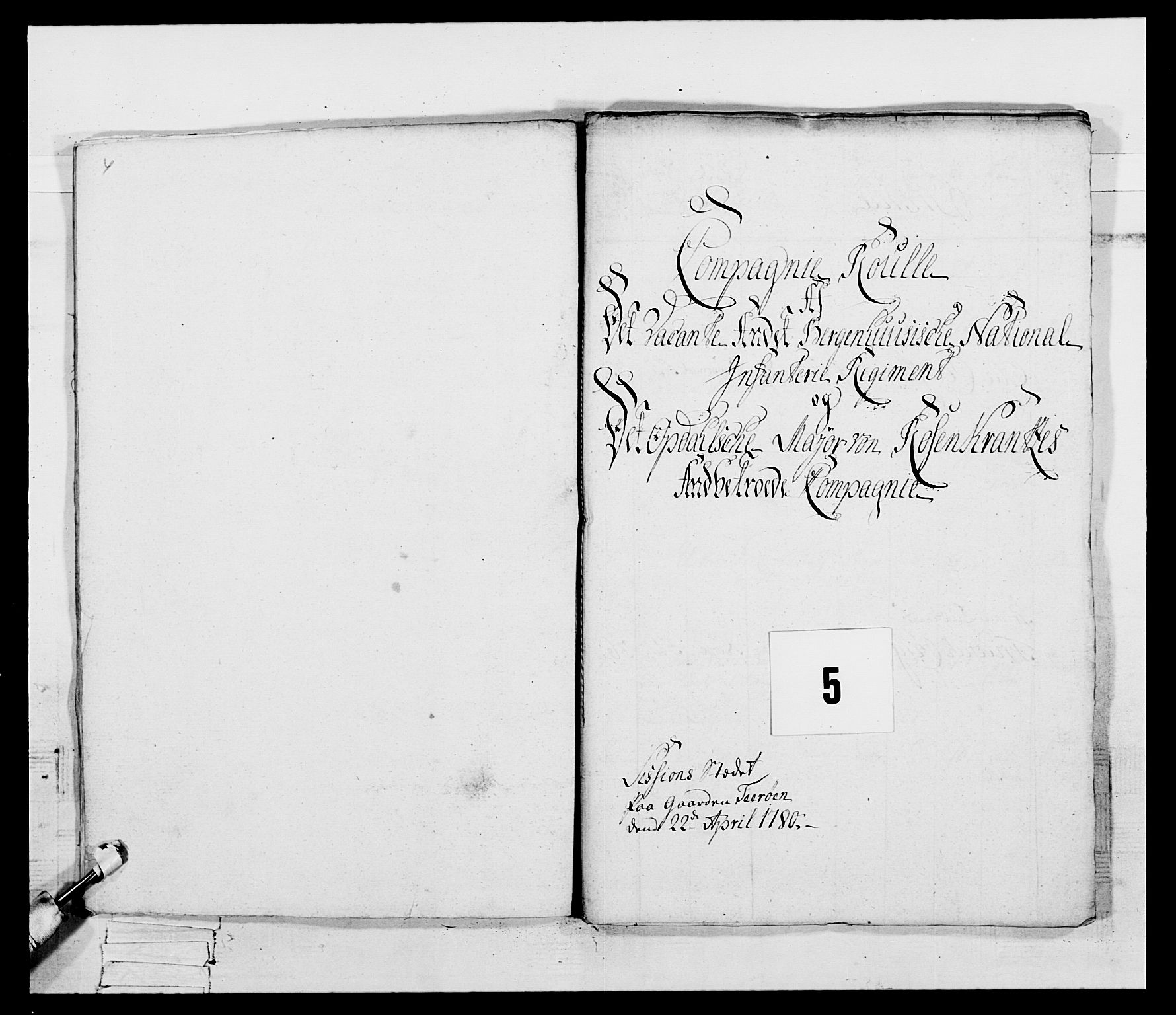 Generalitets- og kommissariatskollegiet, Det kongelige norske kommissariatskollegium, RA/EA-5420/E/Eh/L0095: 2. Bergenhusiske nasjonale infanteriregiment, 1780-1787, s. 98