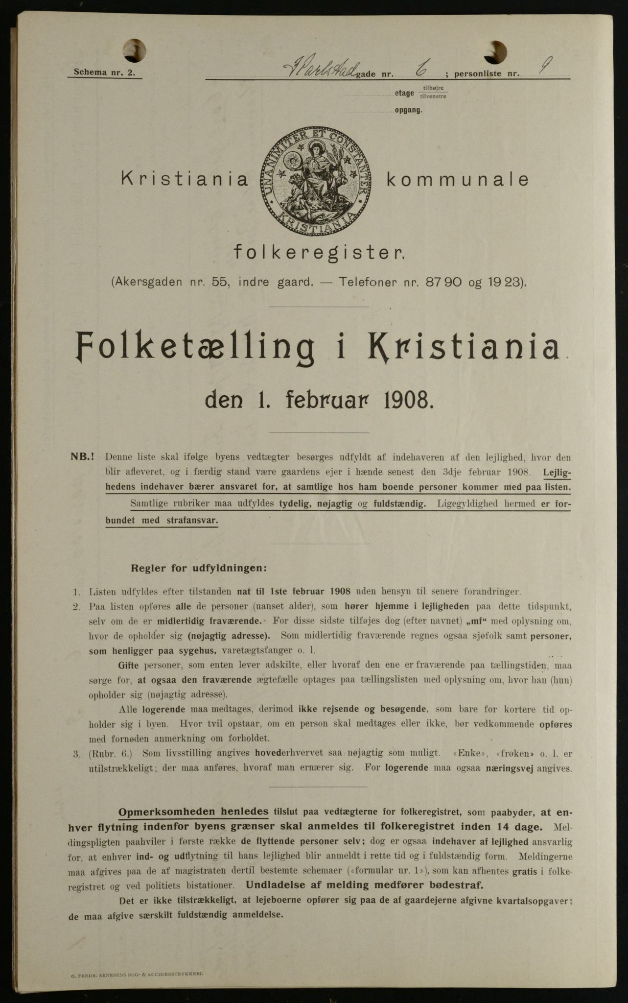 OBA, Kommunal folketelling 1.2.1908 for Kristiania kjøpstad, 1908, s. 43916