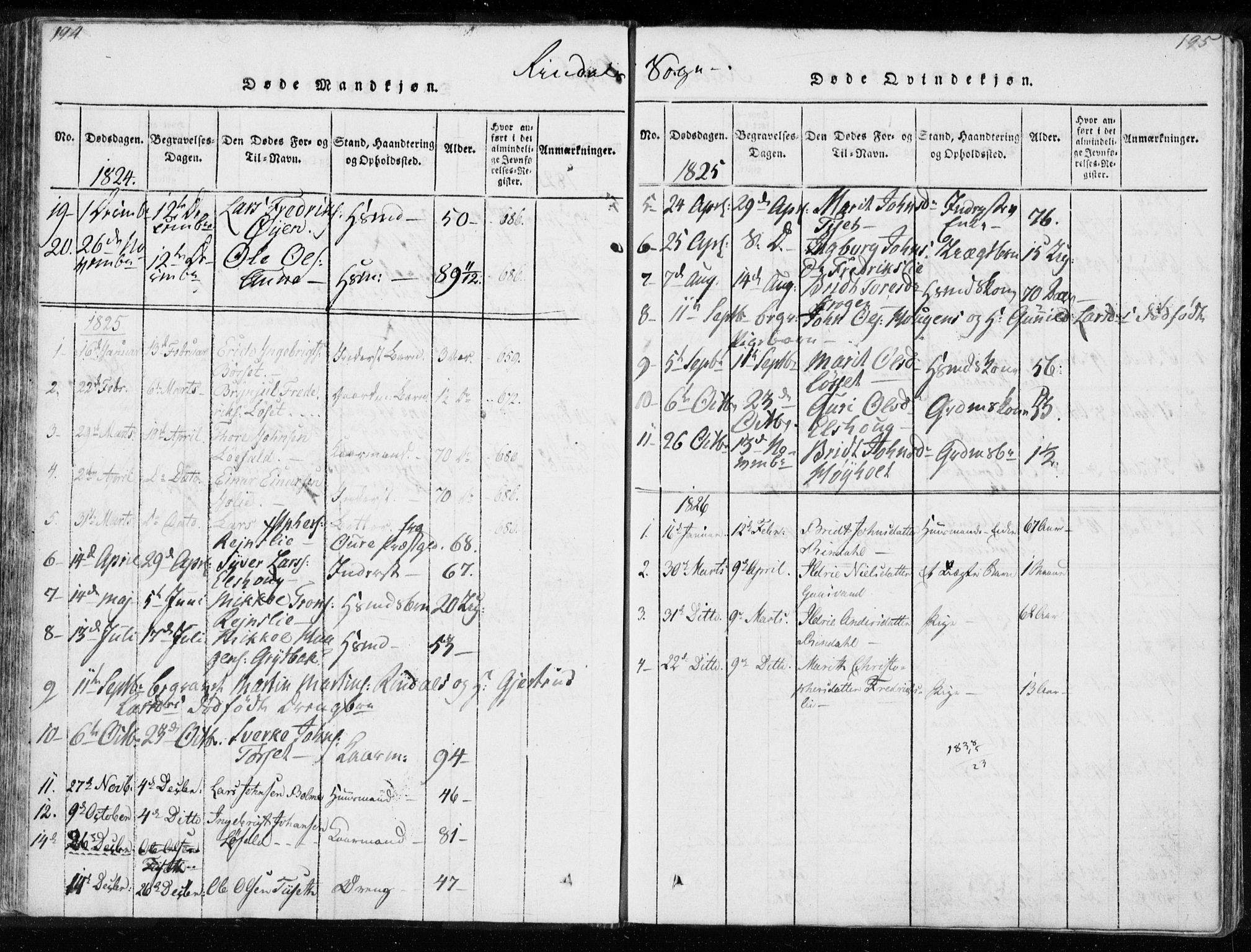 Ministerialprotokoller, klokkerbøker og fødselsregistre - Møre og Romsdal, AV/SAT-A-1454/595/L1041: Ministerialbok nr. 595A03, 1819-1829, s. 194-195