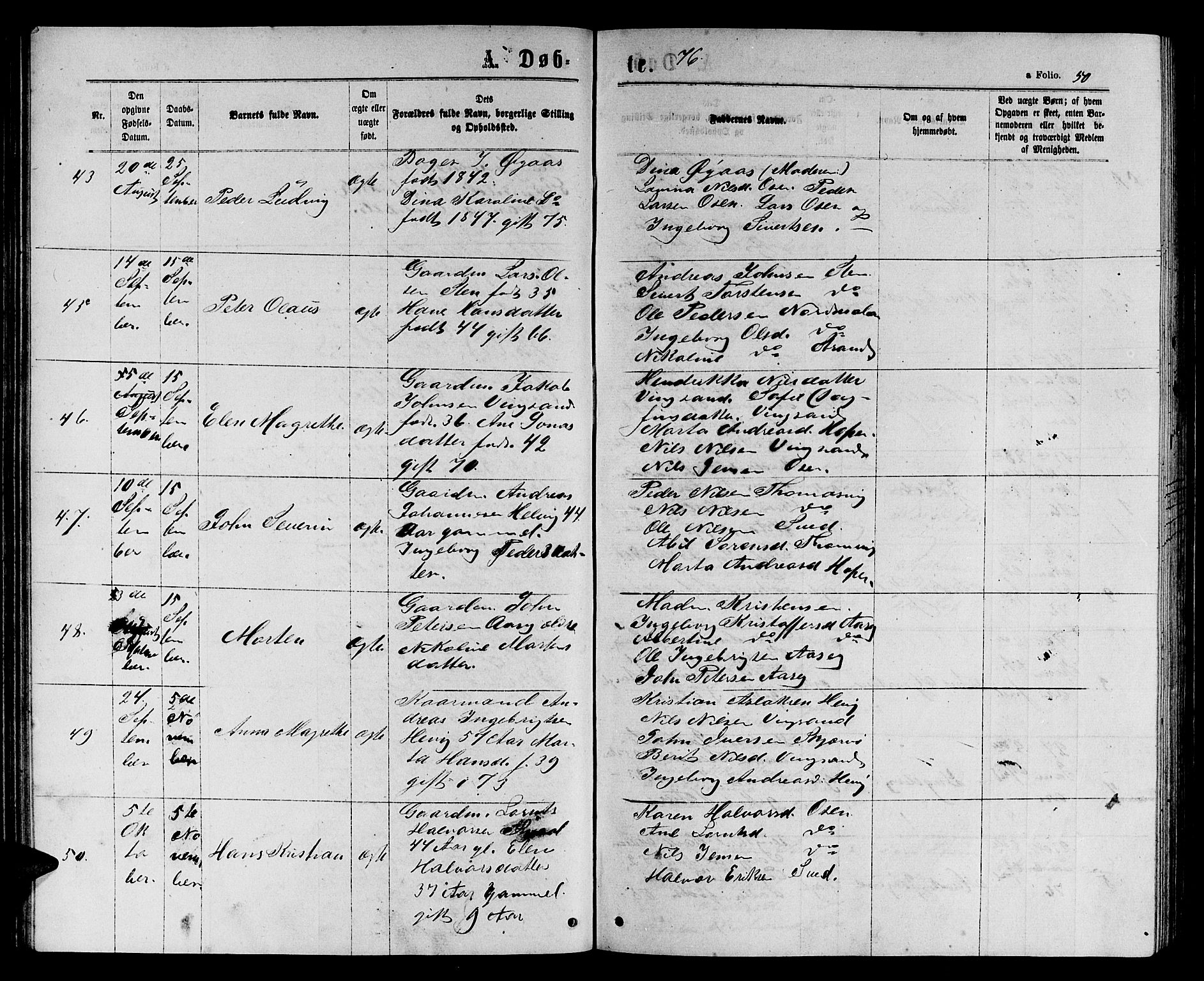 Ministerialprotokoller, klokkerbøker og fødselsregistre - Sør-Trøndelag, SAT/A-1456/658/L0725: Klokkerbok nr. 658C01, 1867-1882, s. 50