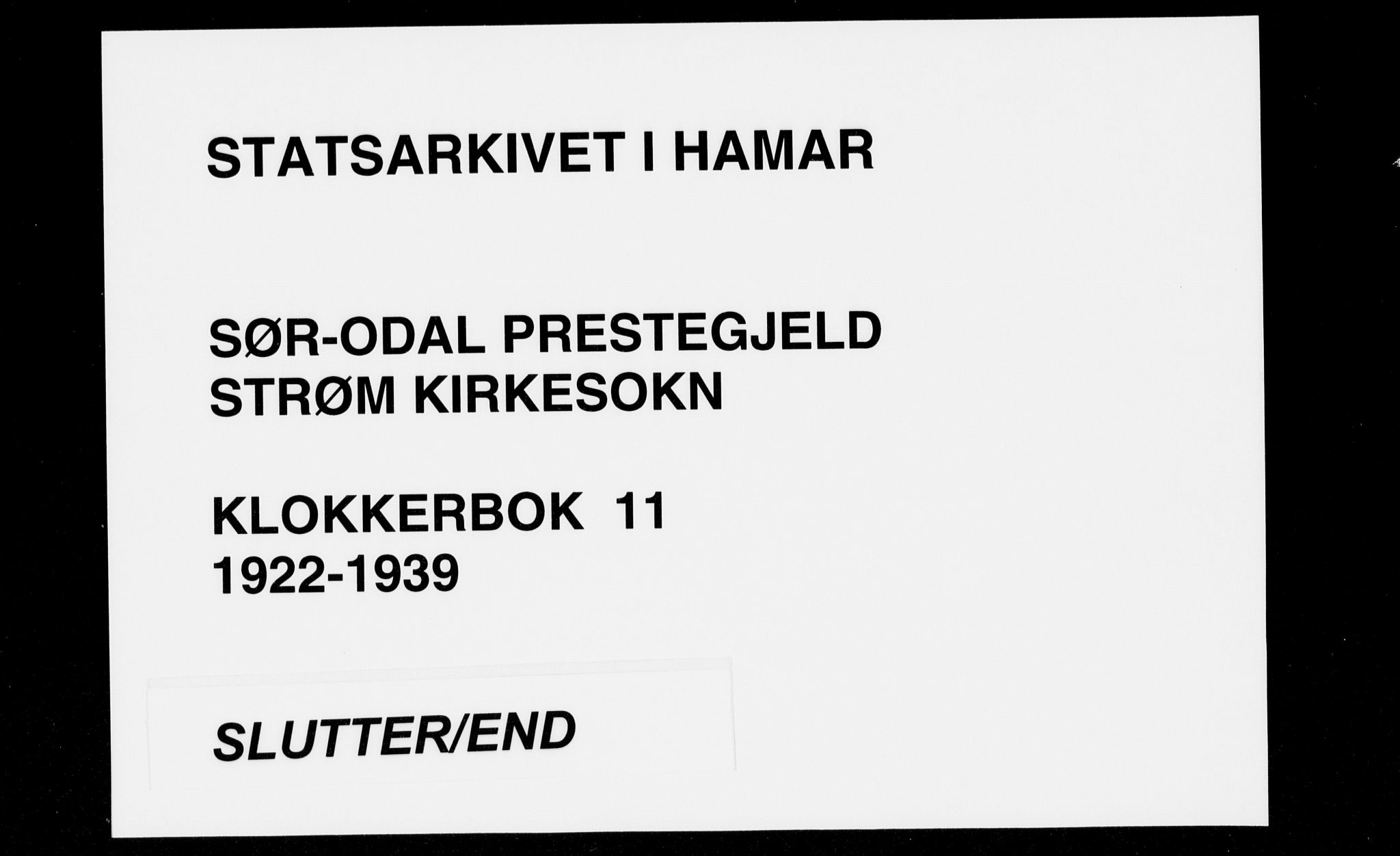 Sør-Odal prestekontor, AV/SAH-PREST-030/H/Ha/Hab/L0011: Klokkerbok nr. 11, 1922-1939