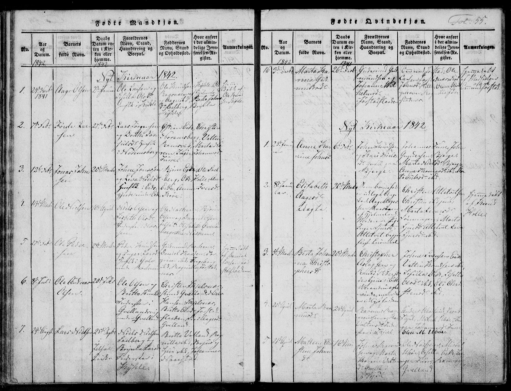 Nedstrand sokneprestkontor, AV/SAST-A-101841/01/IV: Ministerialbok nr. A 7, 1816-1870, s. 55