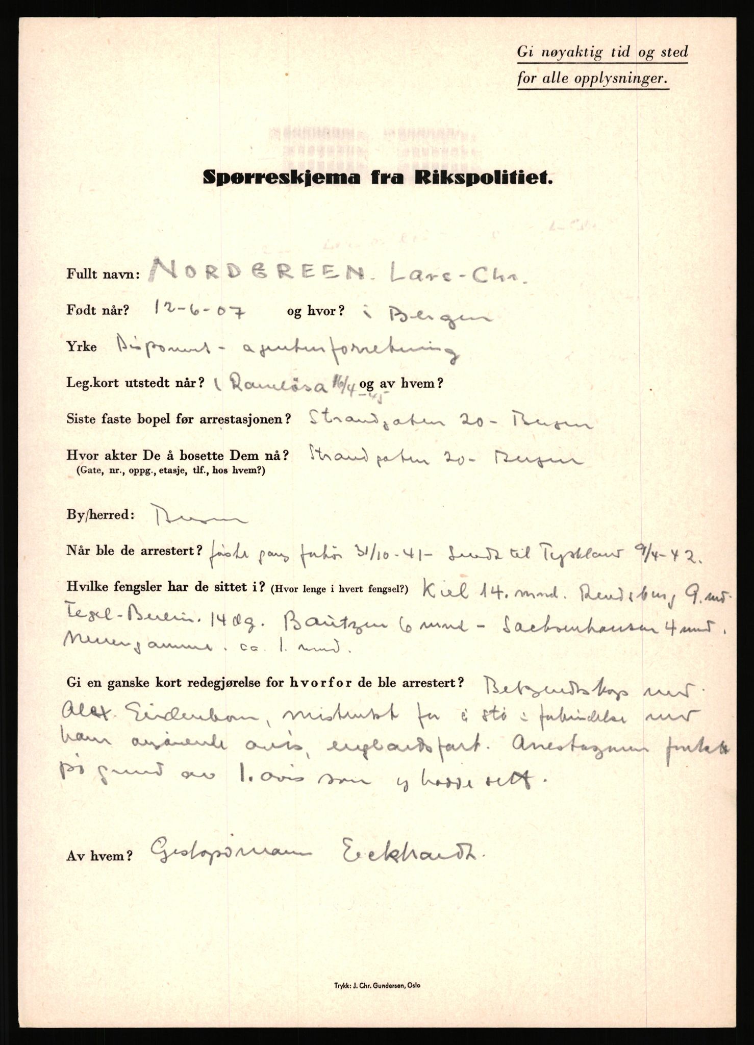 Rikspolitisjefen, AV/RA-S-1560/L/L0012: Mogensen, Øivind - Noraas, Lars, 1940-1945, s. 1008