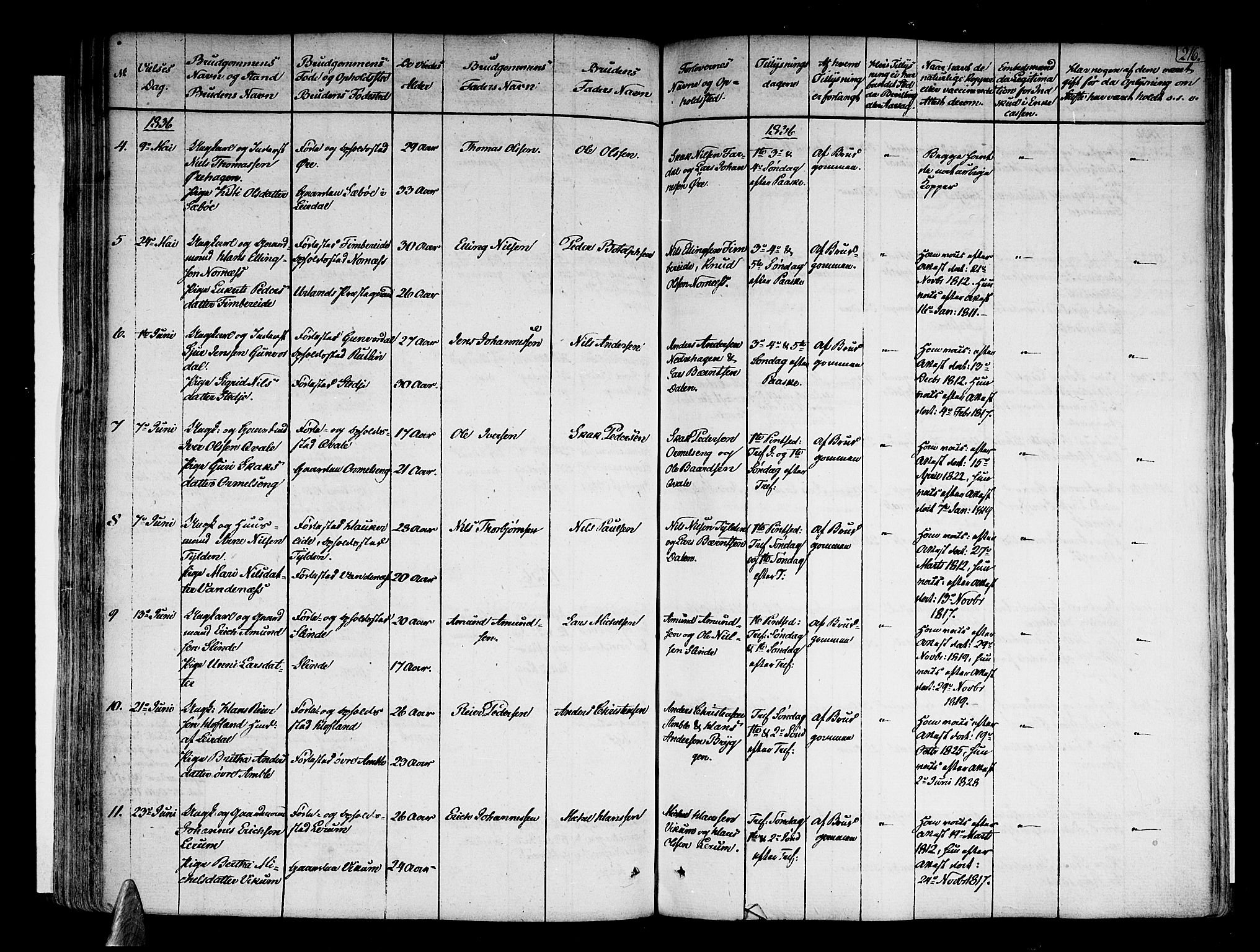 Sogndal sokneprestembete, SAB/A-81301/H/Haa/Haaa/L0010: Ministerialbok nr. A 10, 1821-1838, s. 216