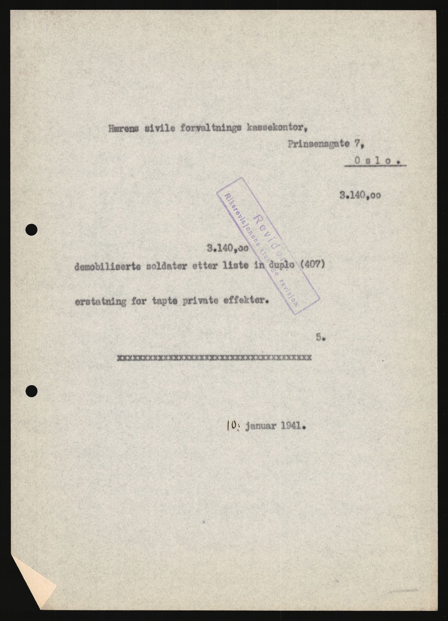 Justisdepartementet, Oppgjørsavdelingen, AV/RA-S-1056/G/Ga/L0005: Anvisningsliste nr. 385-388, 390-410, 662-725, 728-732, 736-740 og 1106-1140 over utbetalte effektsaker, 1940-1942, s. 153