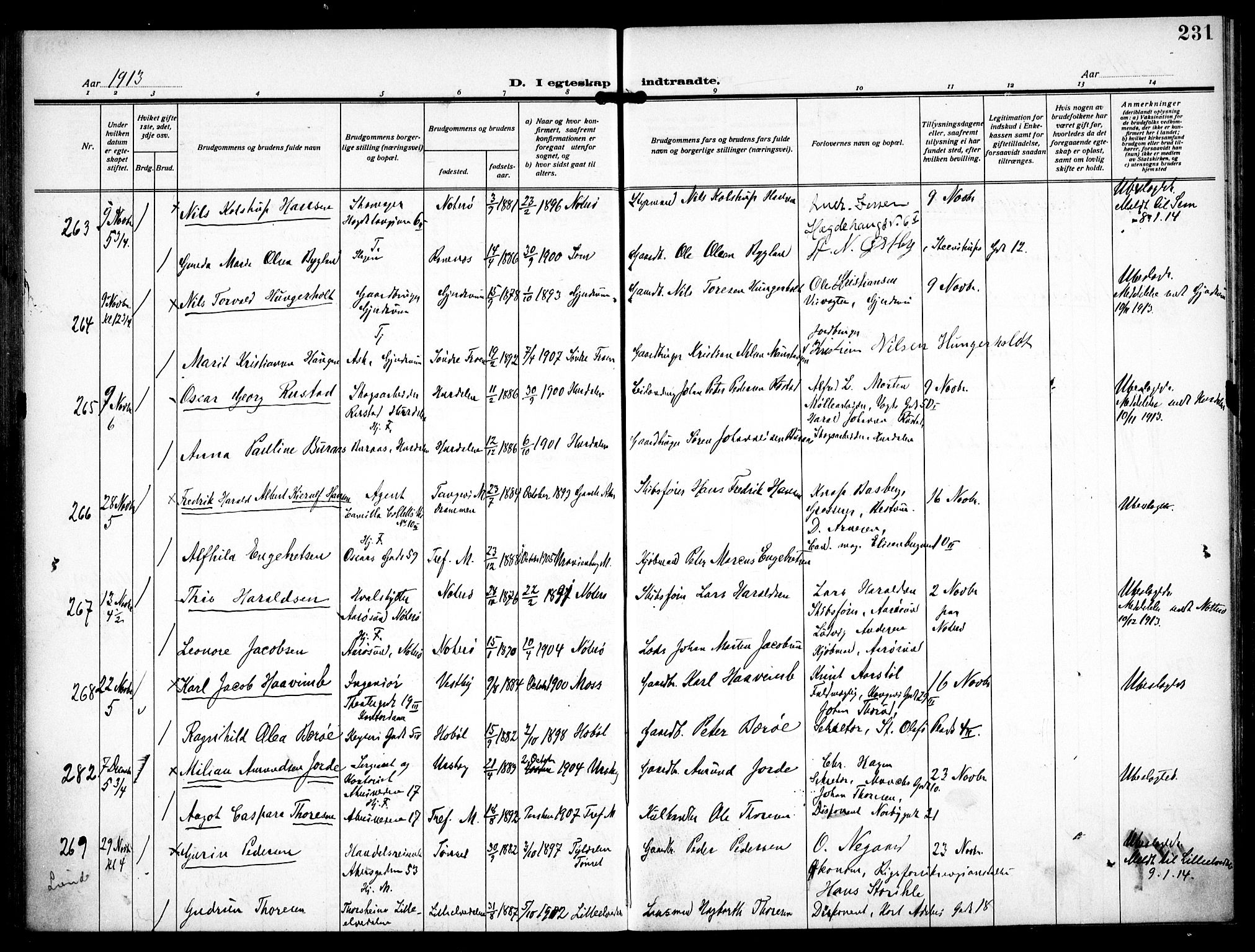 Trefoldighet prestekontor Kirkebøker, AV/SAO-A-10882/F/Fc/L0006: Ministerialbok nr. III 6, 1908-1914, s. 231