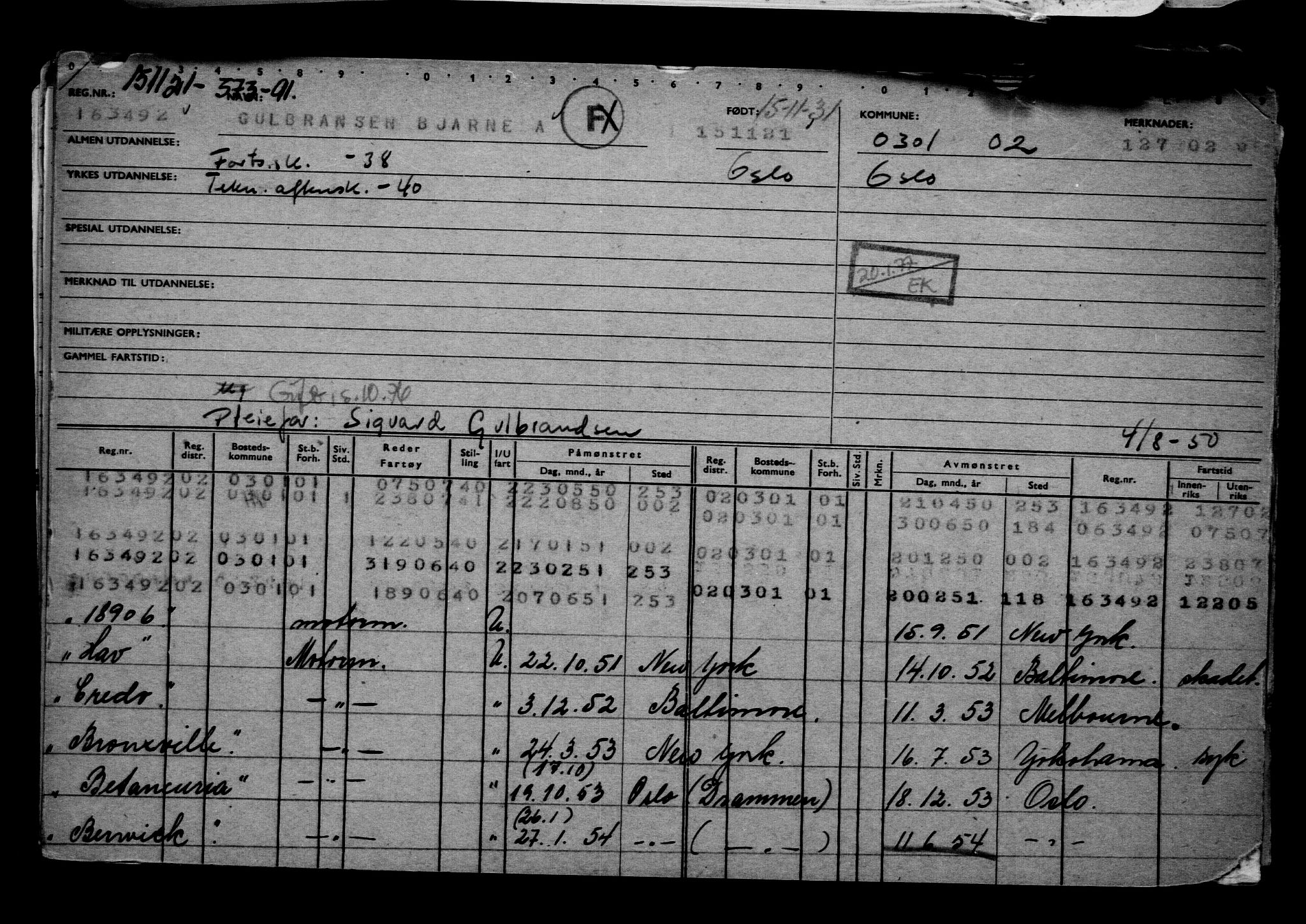 Direktoratet for sjømenn, AV/RA-S-3545/G/Gb/L0200: Hovedkort, 1921, s. 8