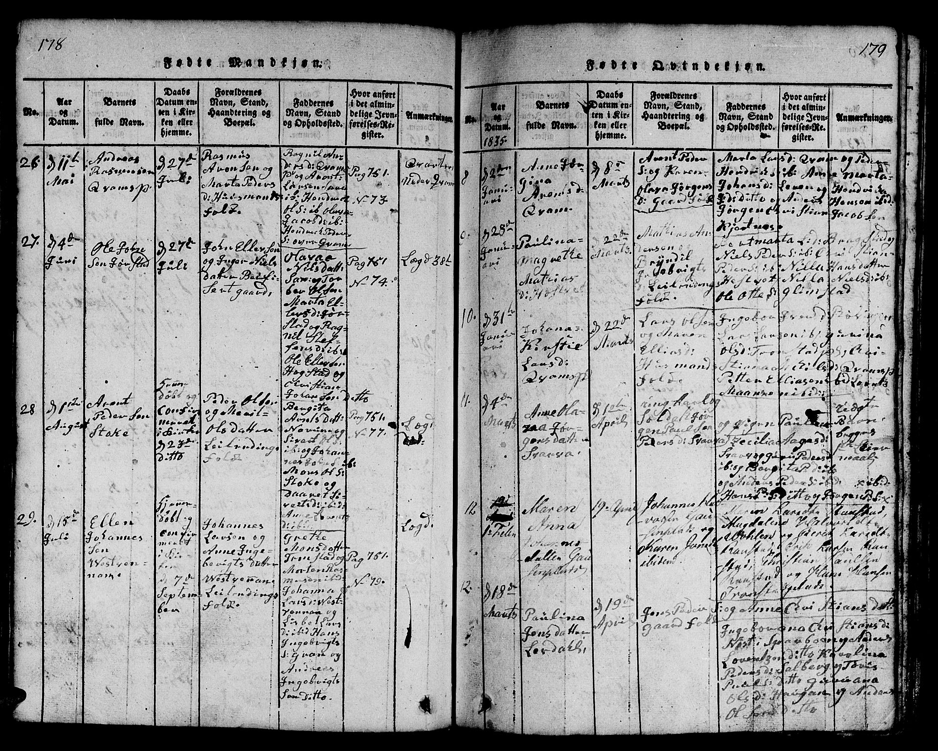 Ministerialprotokoller, klokkerbøker og fødselsregistre - Nord-Trøndelag, SAT/A-1458/730/L0298: Klokkerbok nr. 730C01, 1816-1849, s. 178-179