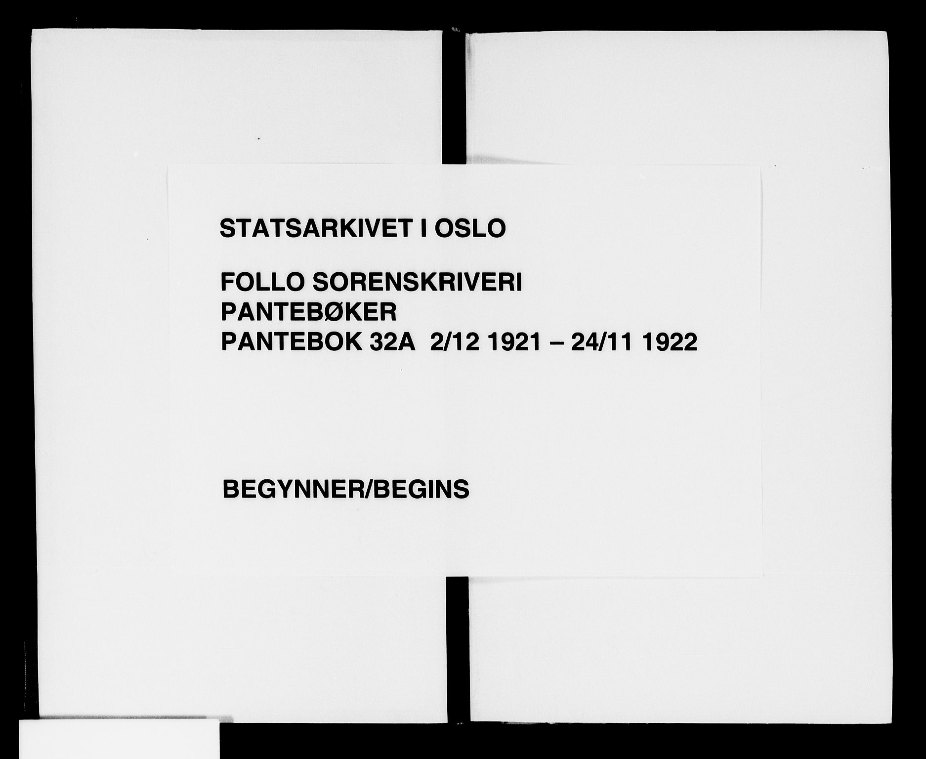 Follo sorenskriveri, AV/SAO-A-10274/G/Ga/Gaa/L0032a: Pantebok nr. I 32a, 1921-1922