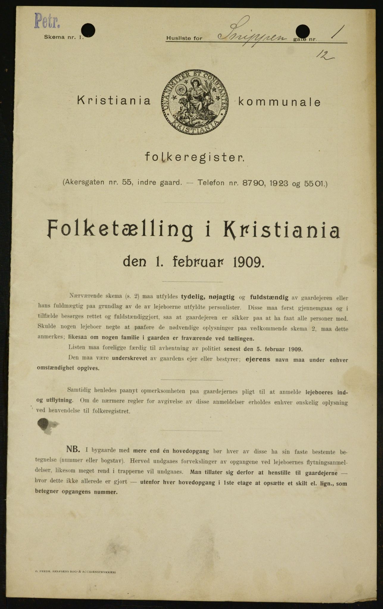 OBA, Kommunal folketelling 1.2.1909 for Kristiania kjøpstad, 1909, s. 88824