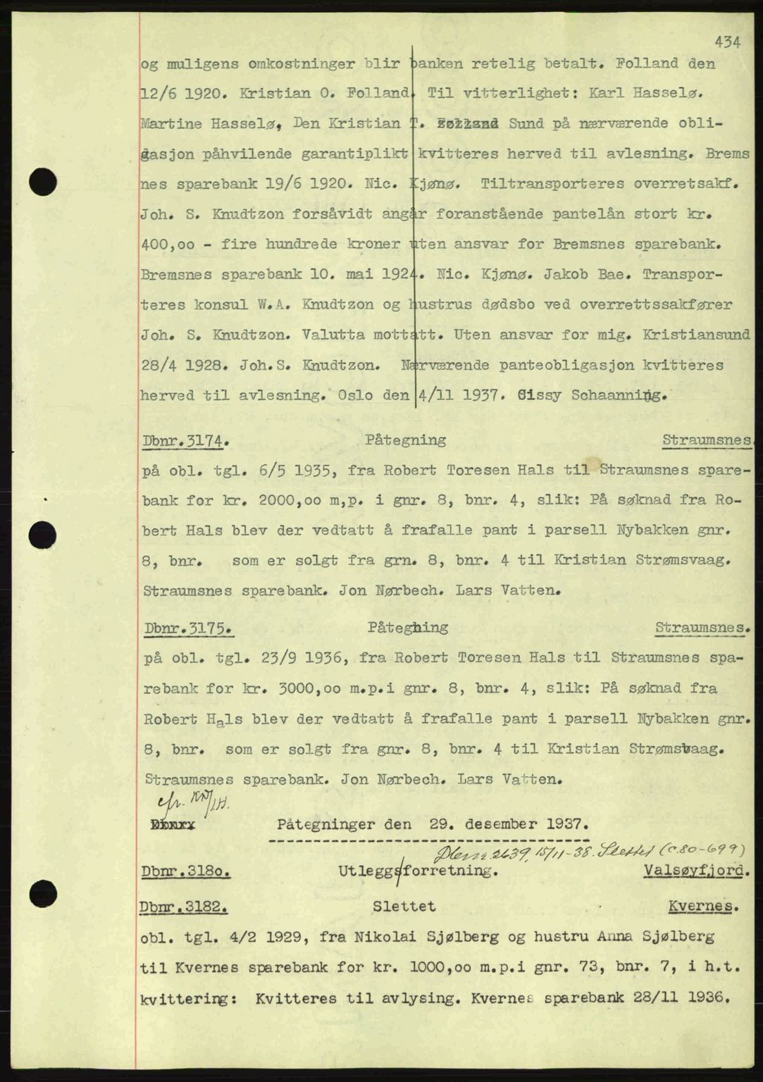 Nordmøre sorenskriveri, SAT/A-4132/1/2/2Ca: Pantebok nr. C80, 1936-1939, Dagboknr: 3174/1937