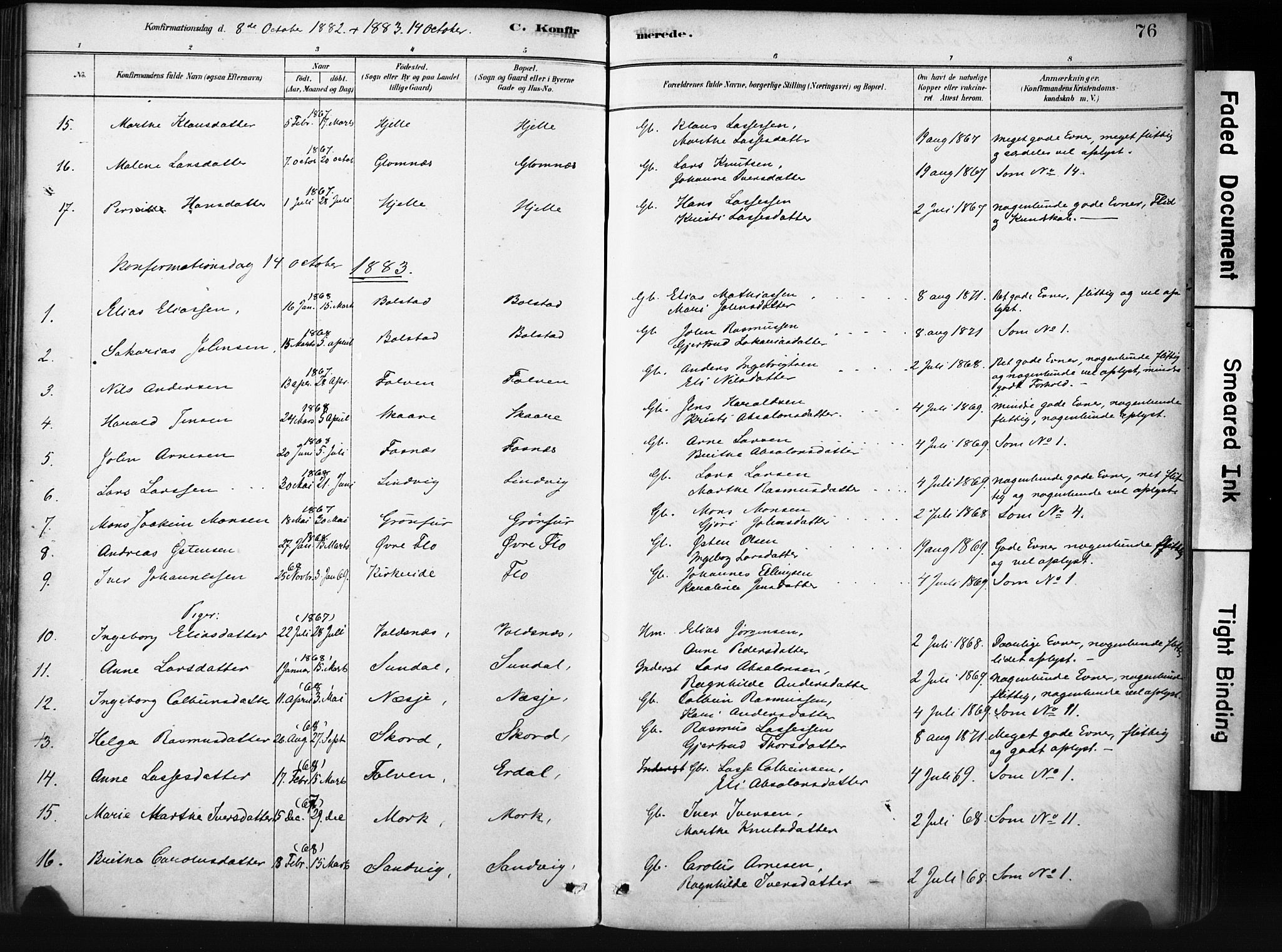 Stryn Sokneprestembete, AV/SAB-A-82501: Ministerialbok nr. D 1, 1878-1907, s. 76