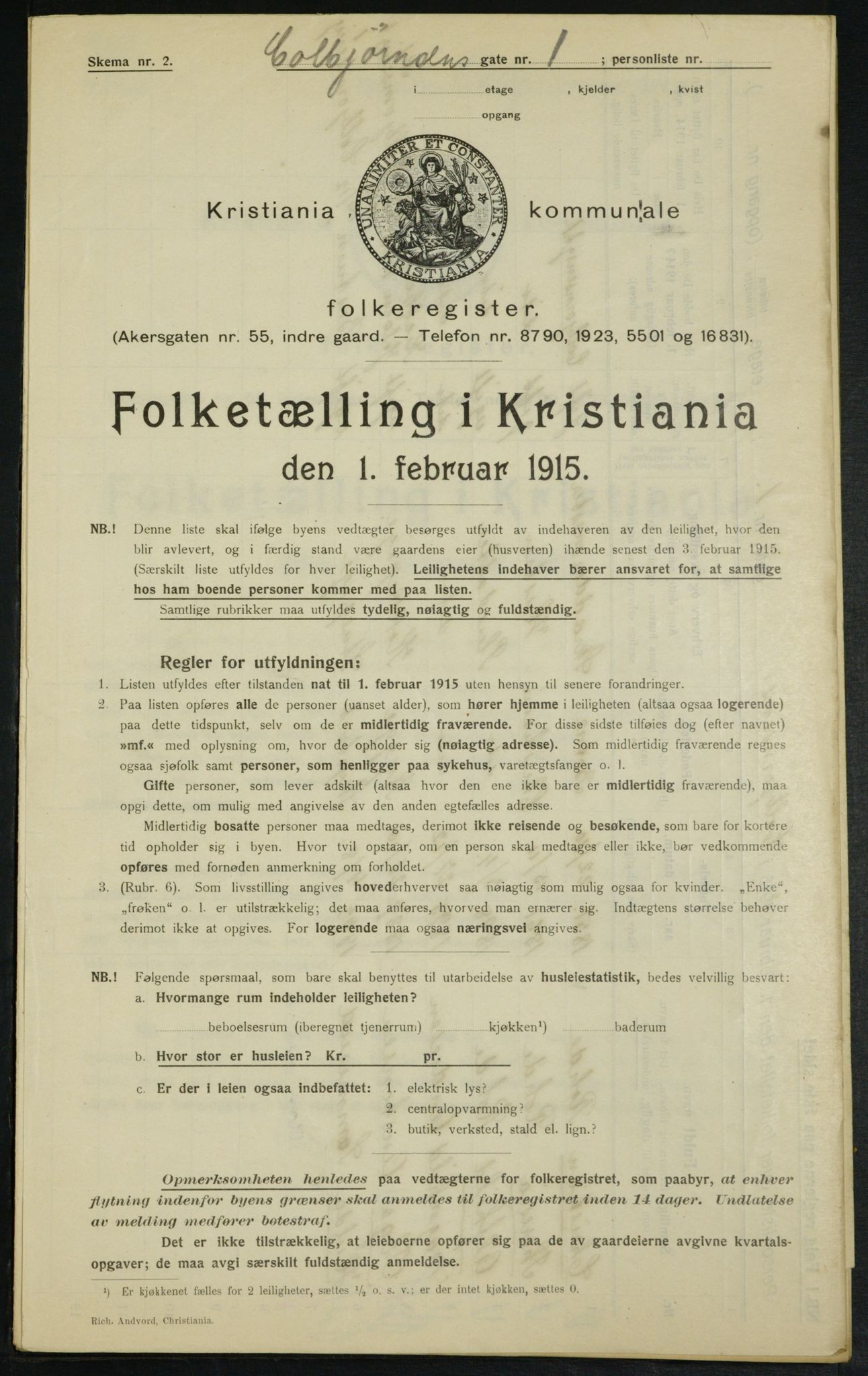 OBA, Kommunal folketelling 1.2.1915 for Kristiania, 1915, s. 12899