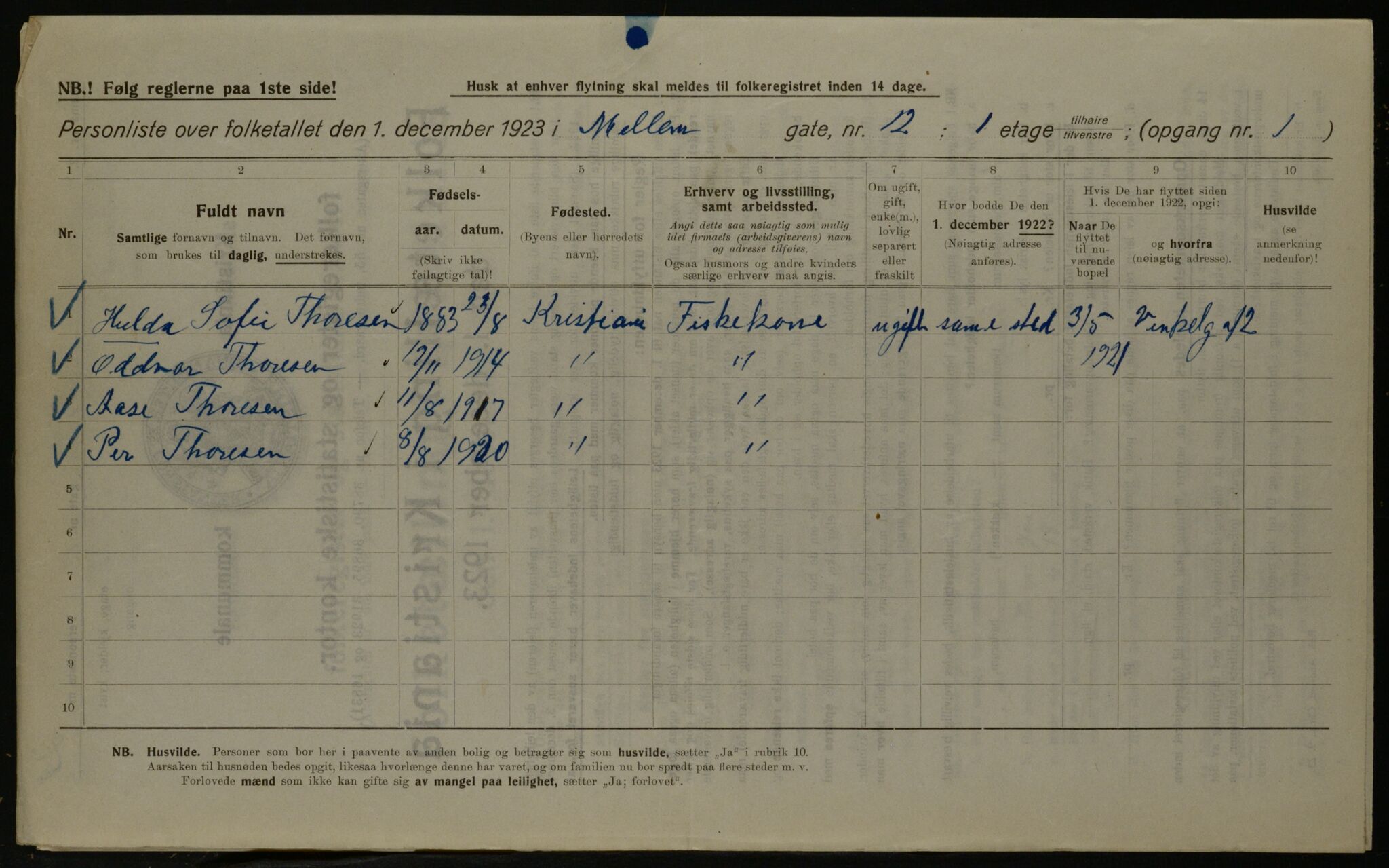 OBA, Kommunal folketelling 1.12.1923 for Kristiania, 1923, s. 72084