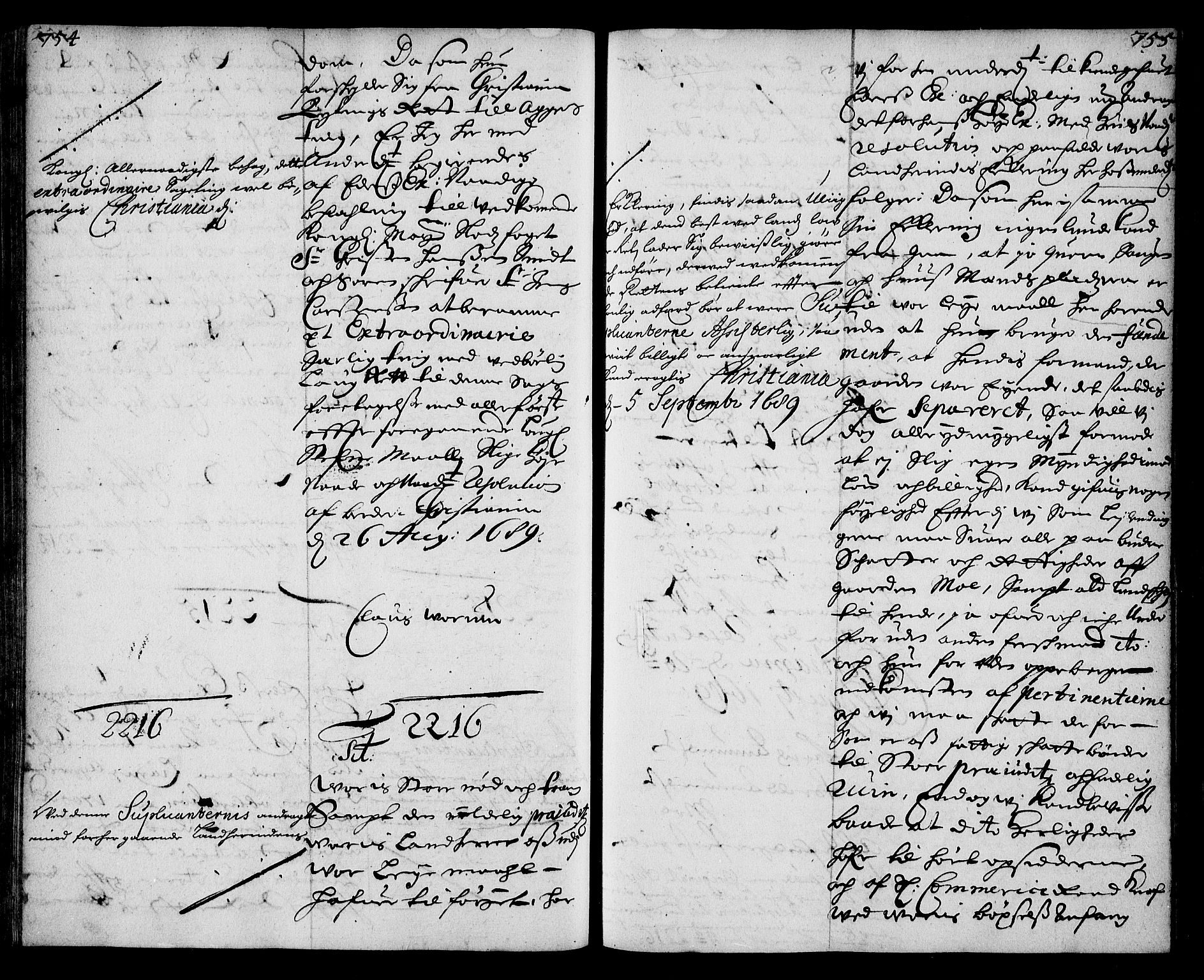 Stattholderembetet 1572-1771, RA/EA-2870/Ae/L0006: Supplikasjons- og resolusjonsprotokoll, 1688-1689, s. 754-755