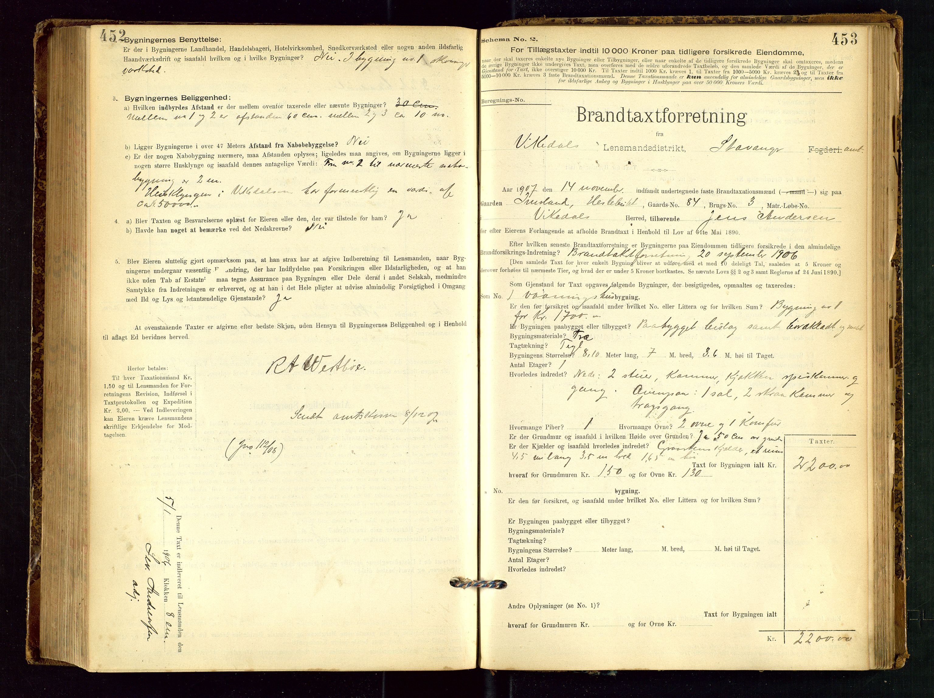 Vikedal lensmannskontor, SAST/A-100179/Gob/L0004: Branntakstprotokoll, 1894-1952, s. 452-453