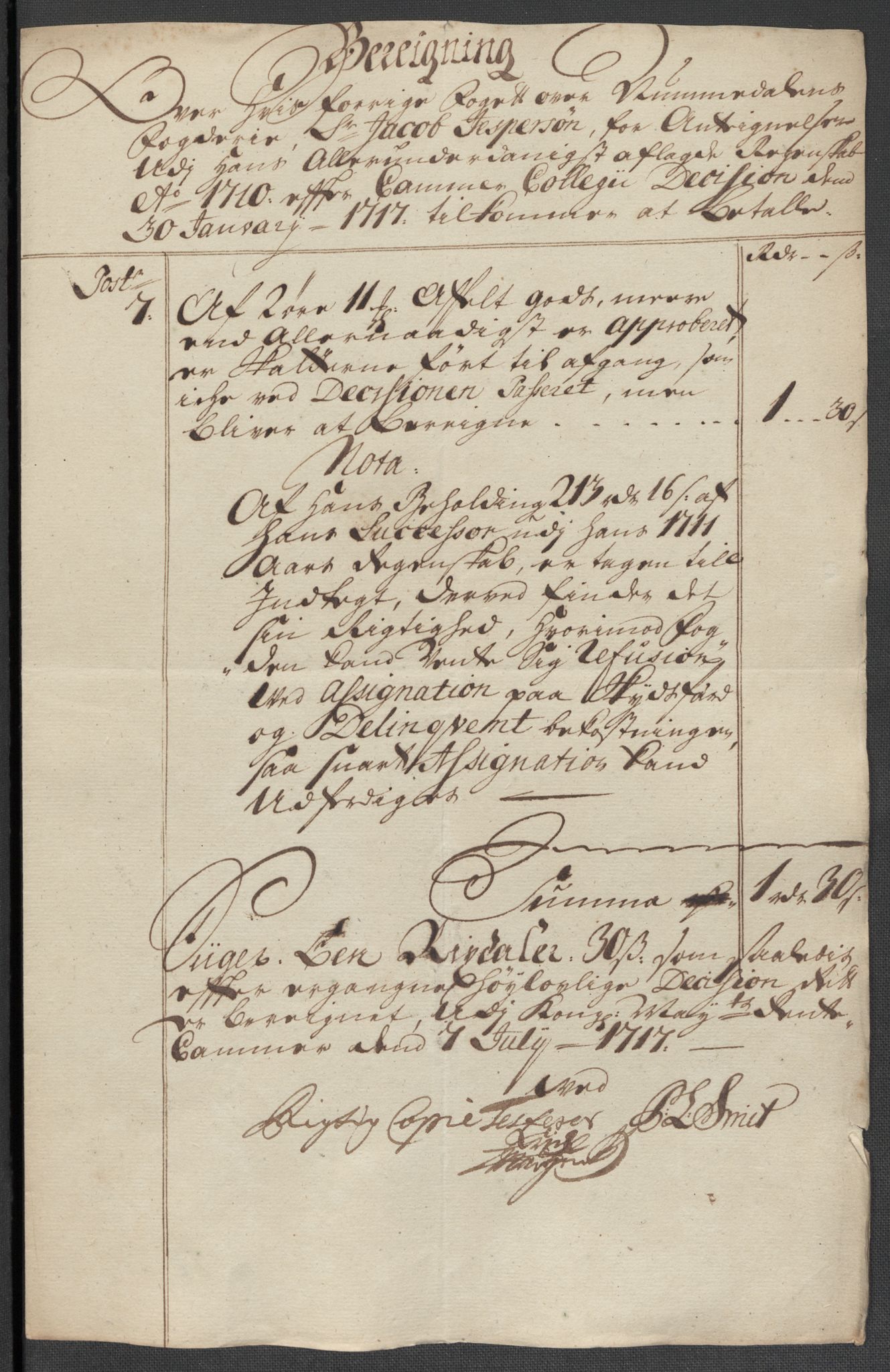 Rentekammeret inntil 1814, Reviderte regnskaper, Fogderegnskap, AV/RA-EA-4092/R64/L4432: Fogderegnskap Namdal, 1711, s. 295