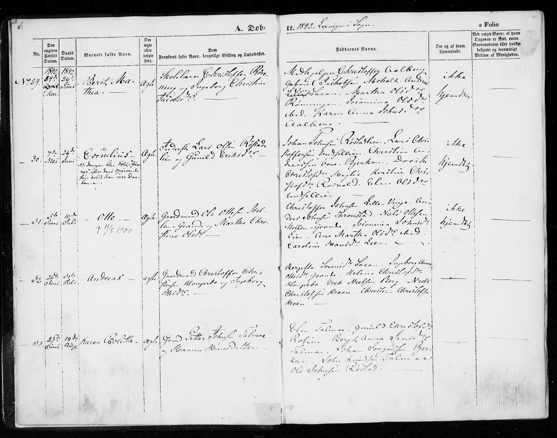 Ministerialprotokoller, klokkerbøker og fødselsregistre - Nord-Trøndelag, AV/SAT-A-1458/701/L0007: Ministerialbok nr. 701A07 /1, 1842-1854, s. 6