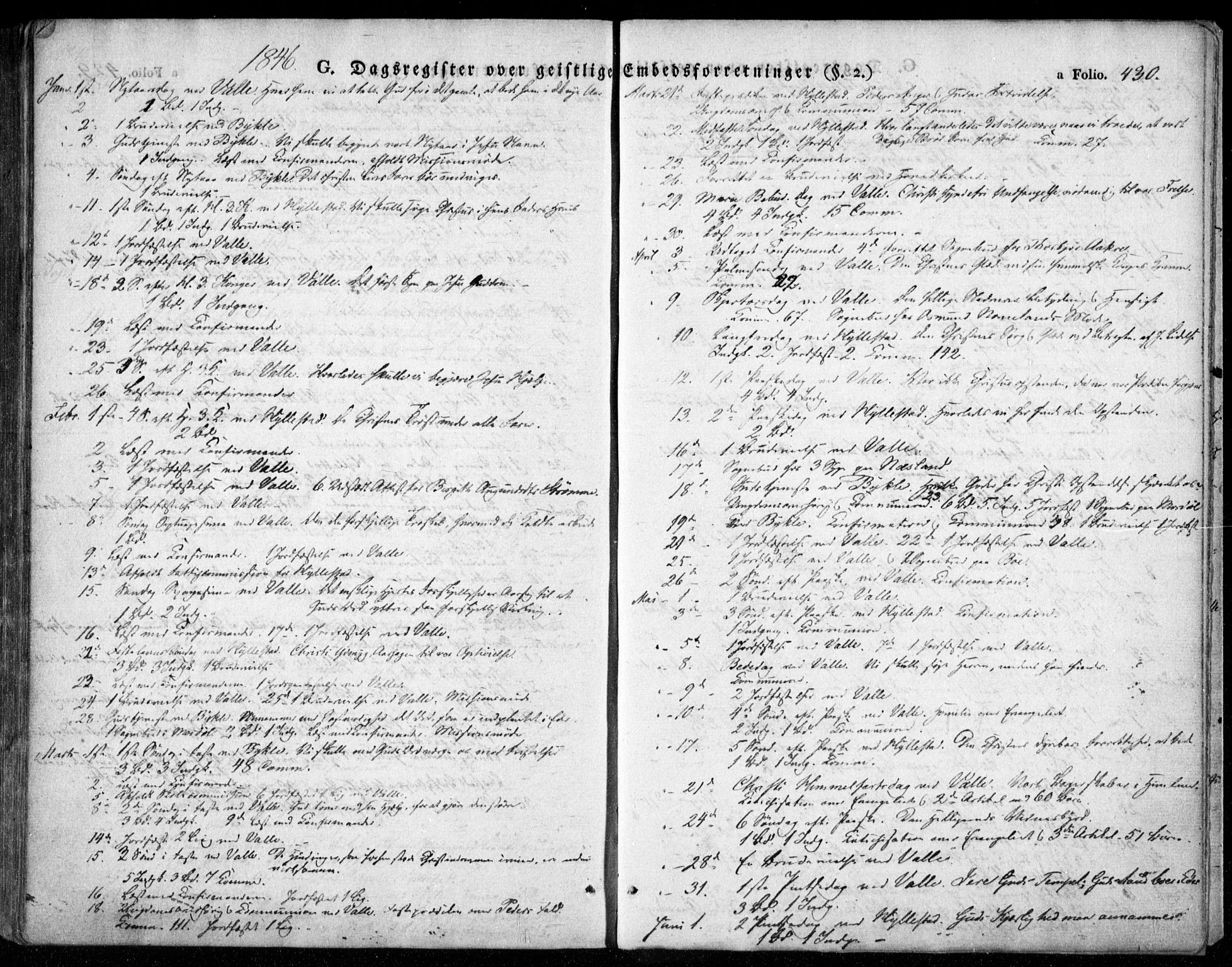 Valle sokneprestkontor, AV/SAK-1111-0044/F/Fa/Fac/L0006: Ministerialbok nr. A 6, 1831-1853, s. 430