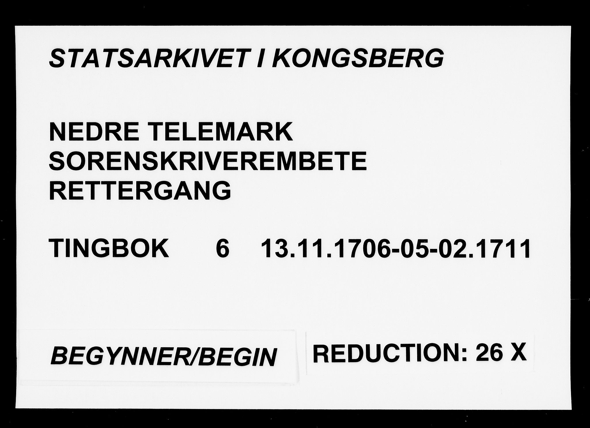Nedre Telemark sorenskriveri, SAKO/A-135/F/Fa/L0006: Tingbok, 1706-1711
