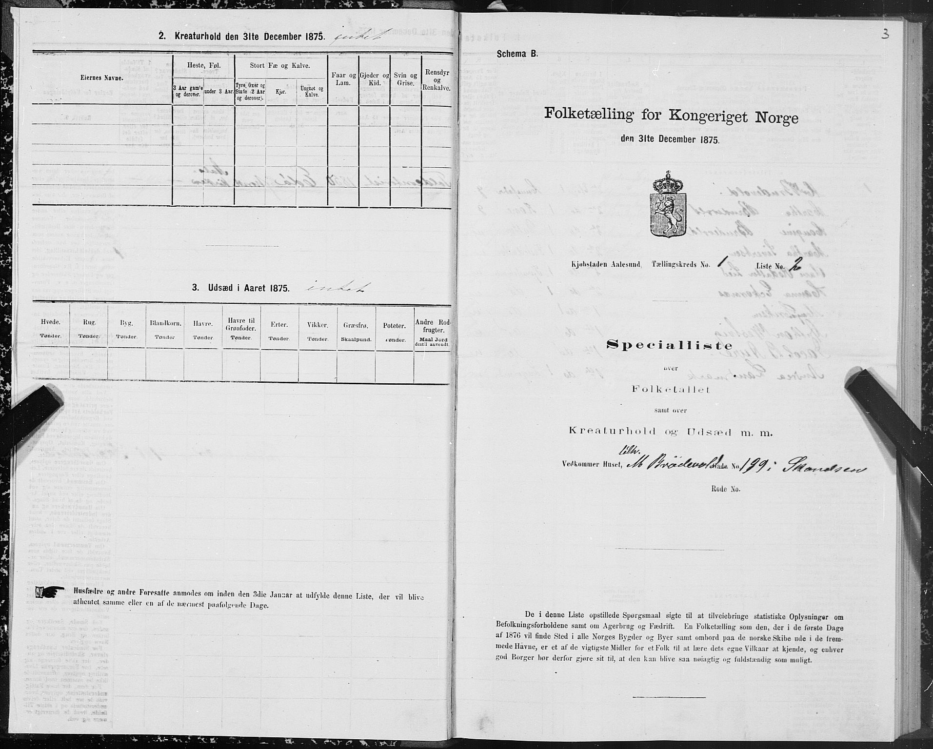 SAT, Folketelling 1875 for 1501P Ålesund prestegjeld, 1875, s. 1003