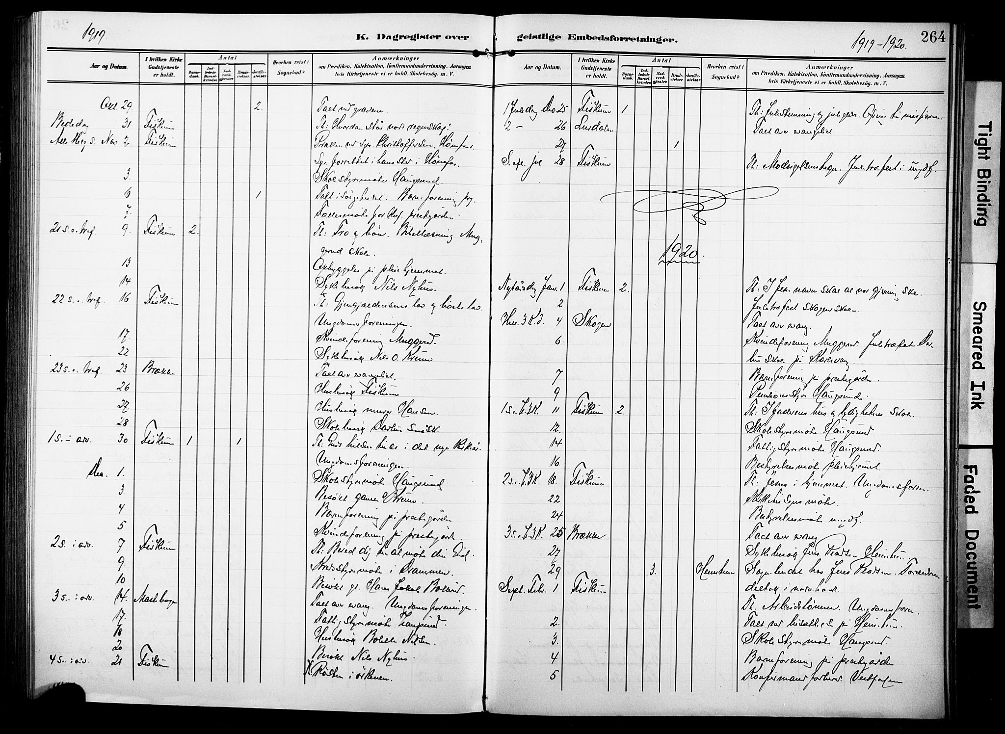 Fiskum kirkebøker, AV/SAKO-A-15/F/Fa/L0004: Ministerialbok nr. 4, 1906-1924, s. 264