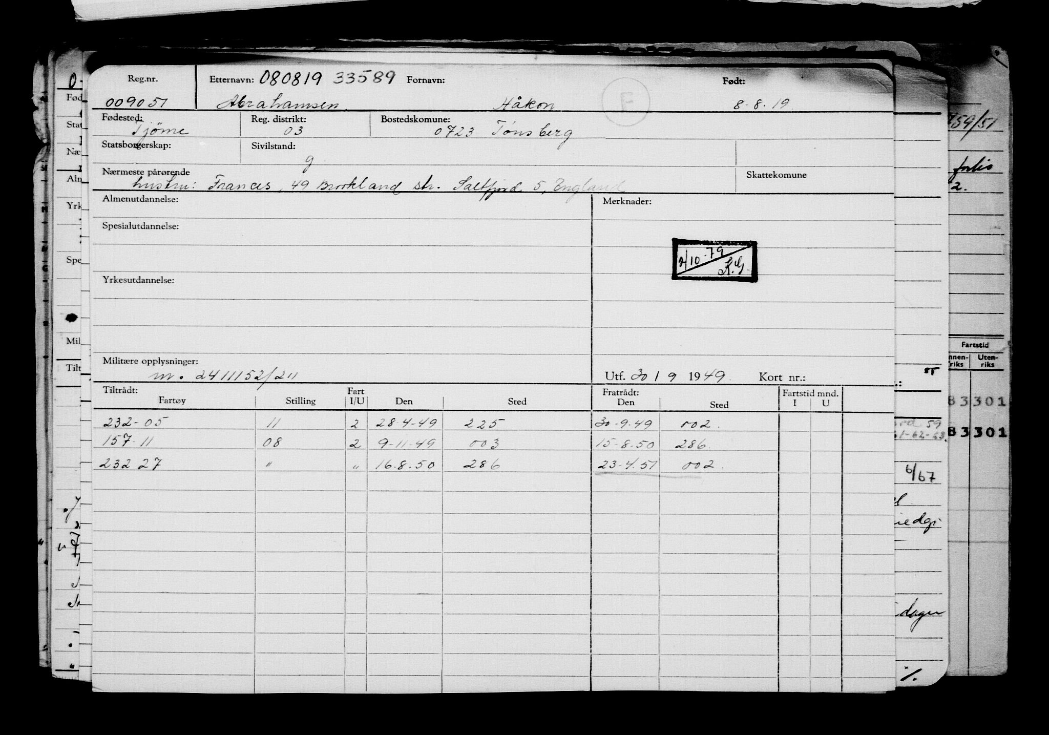 Direktoratet for sjømenn, AV/RA-S-3545/G/Gb/L0170: Hovedkort, 1919, s. 661