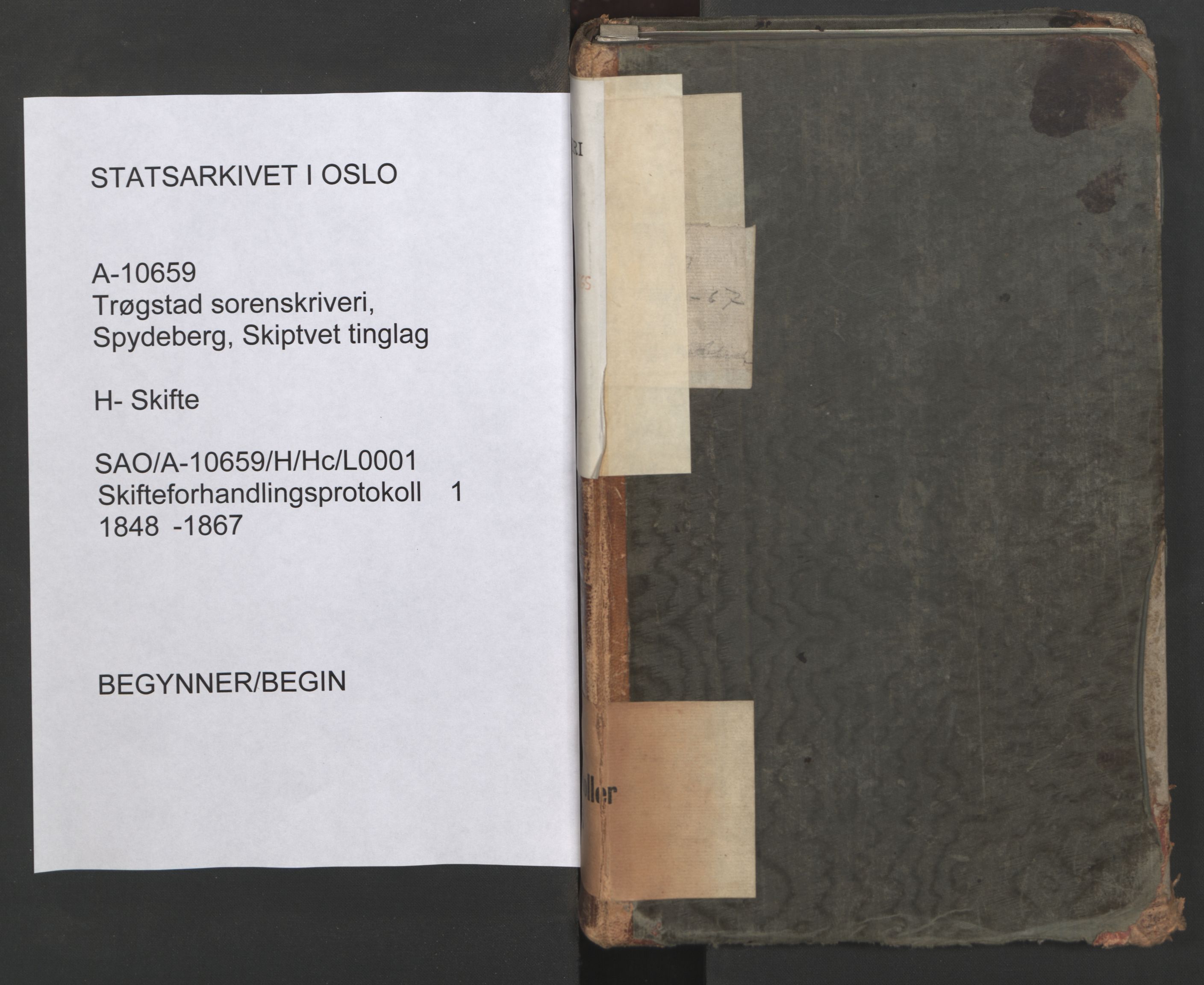 Trøgstad sorenskriveri, SAO/A-10659/H/Hc/L0001: Skifteforhandlingsprotokoller, 1848-1867