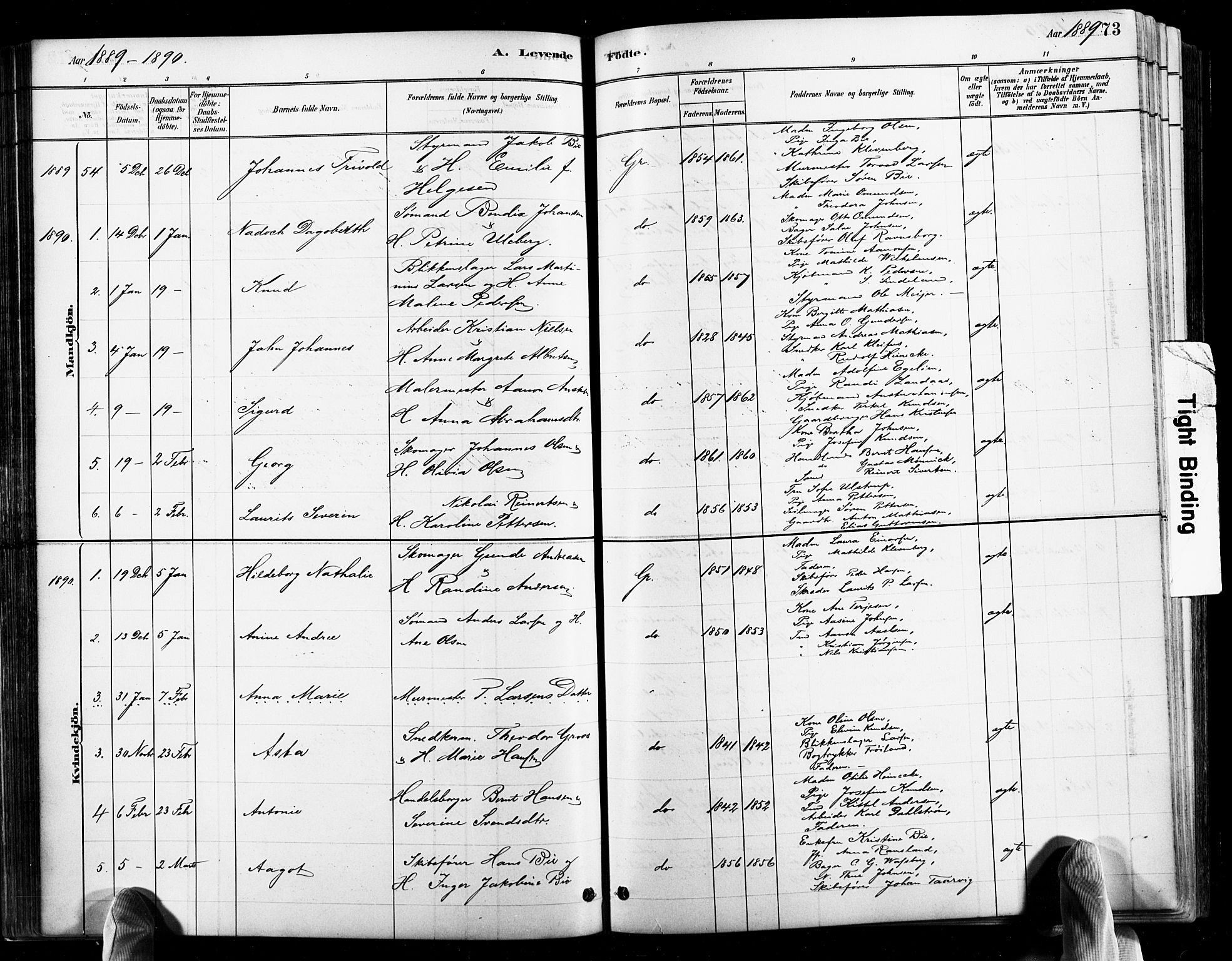 Grimstad sokneprestkontor, AV/SAK-1111-0017/F/Fb/L0001: Klokkerbok nr. B 1, 1881-1922, s. 73