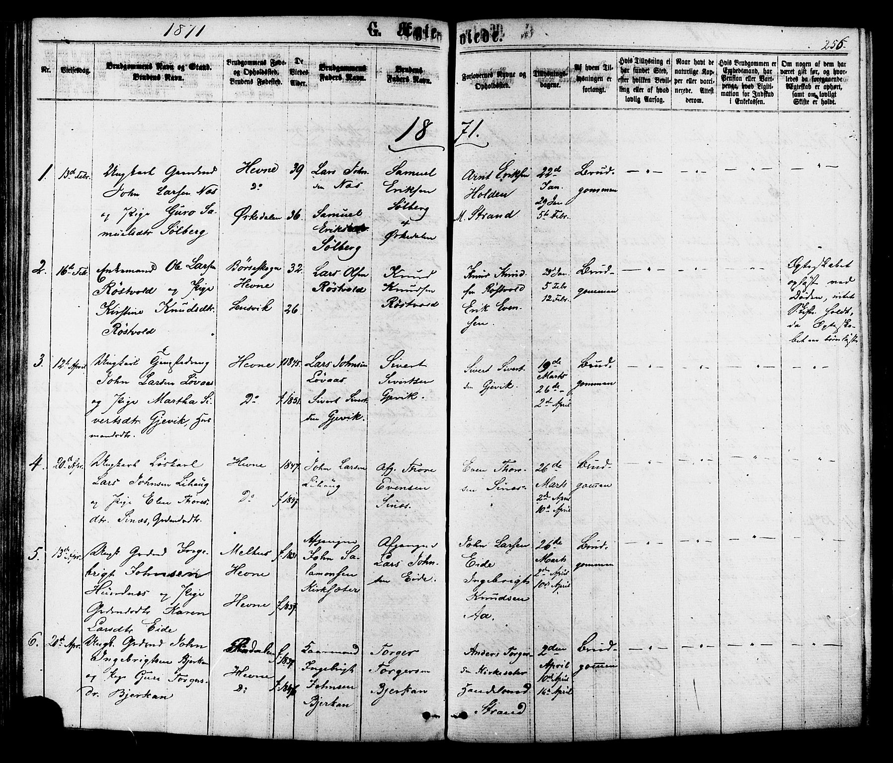 Ministerialprotokoller, klokkerbøker og fødselsregistre - Sør-Trøndelag, SAT/A-1456/630/L0495: Ministerialbok nr. 630A08, 1868-1878, s. 256