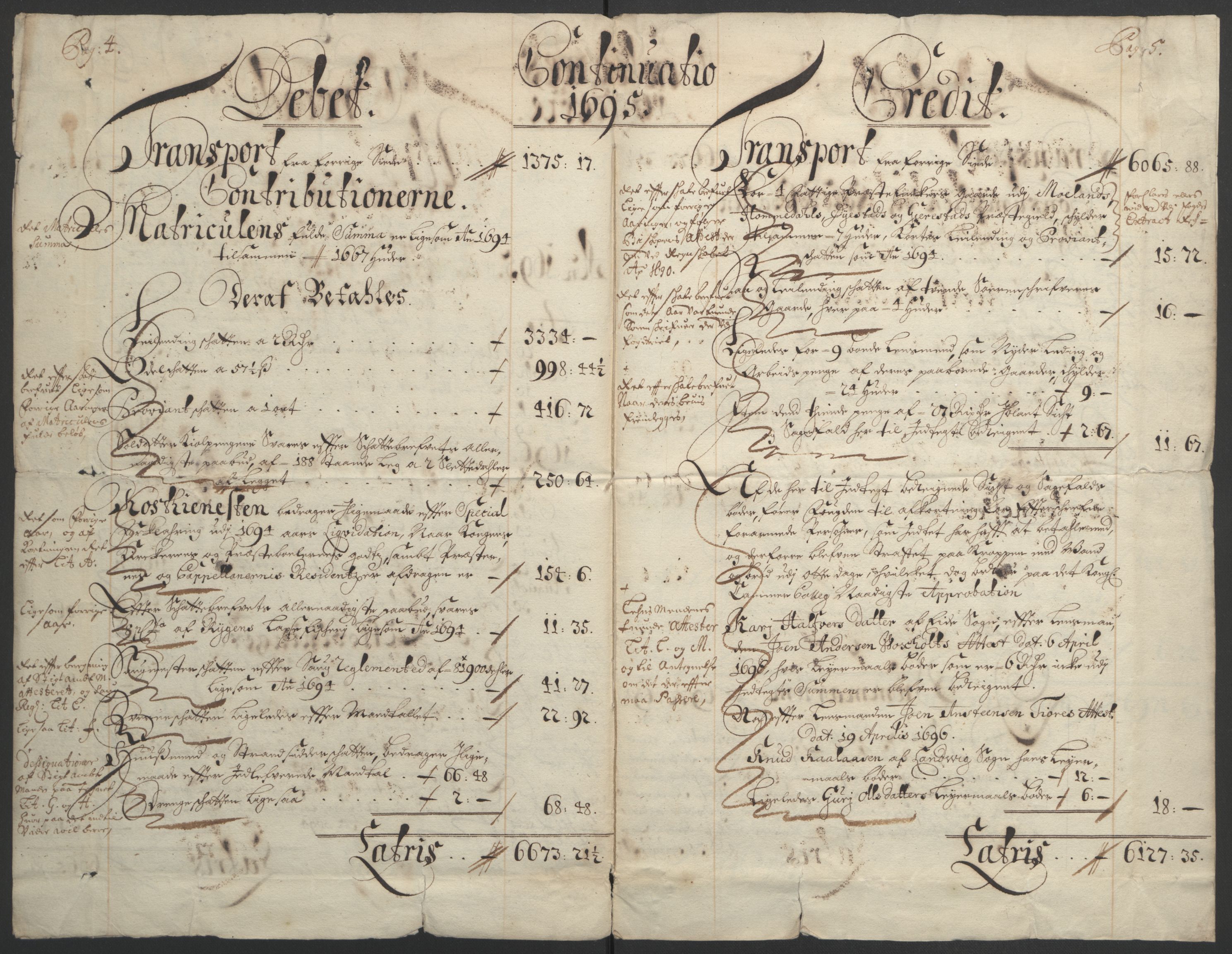 Rentekammeret inntil 1814, Reviderte regnskaper, Fogderegnskap, RA/EA-4092/R39/L2312: Fogderegnskap Nedenes, 1693-1695, s. 228