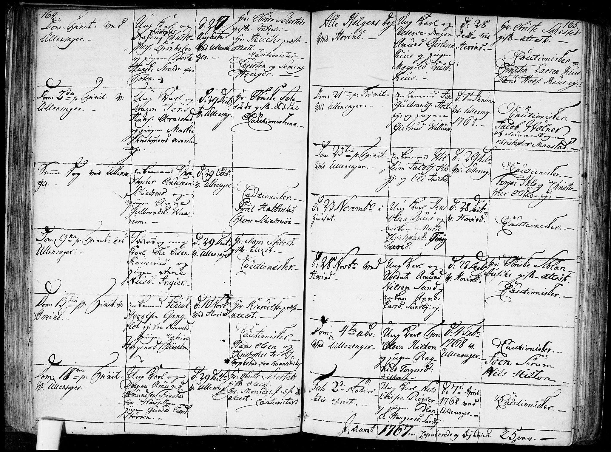 Ullensaker prestekontor Kirkebøker, AV/SAO-A-10236a/F/Fa/L0010: Ministerialbok nr. I 10, 1733-1776, s. 164-165
