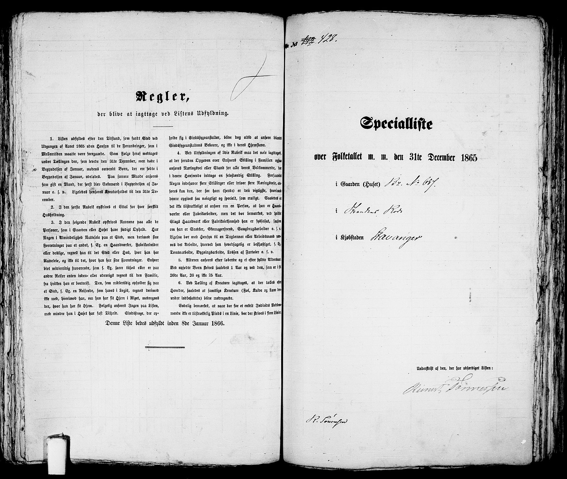 RA, Folketelling 1865 for 1103 Stavanger kjøpstad, 1865, s. 885