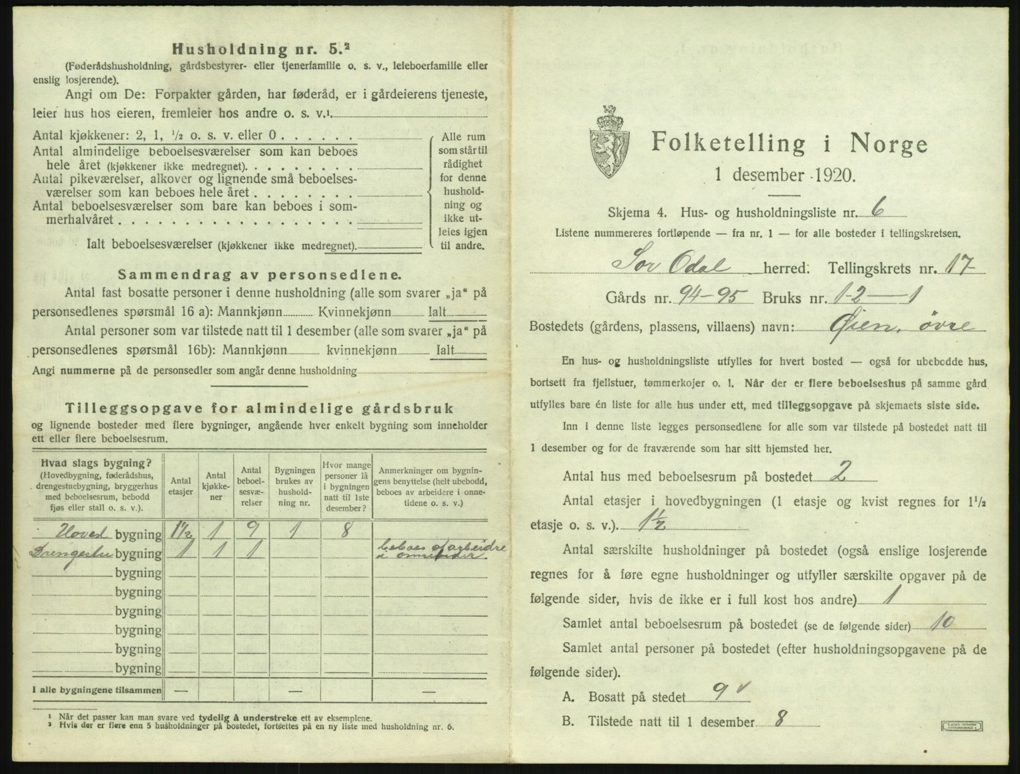 SAH, Folketelling 1920 for 0419 Sør-Odal herred, 1920, s. 2523