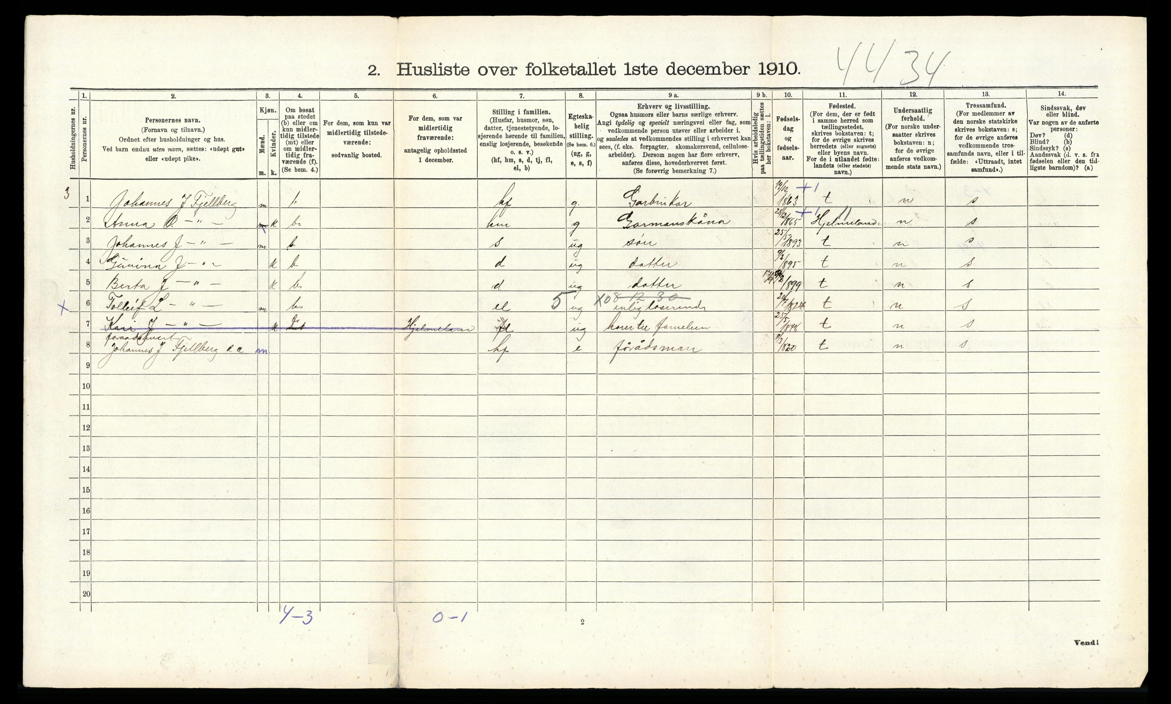 RA, Folketelling 1910 for 1134 Suldal herred, 1910, s. 86