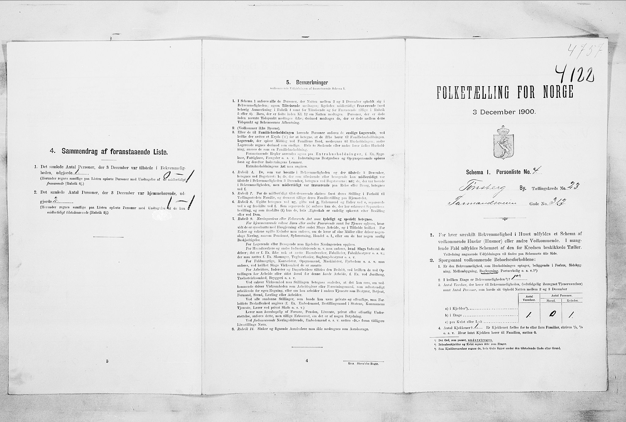 RA, Folketelling 1900 for 0705 Tønsberg kjøpstad, 1900, s. 5045