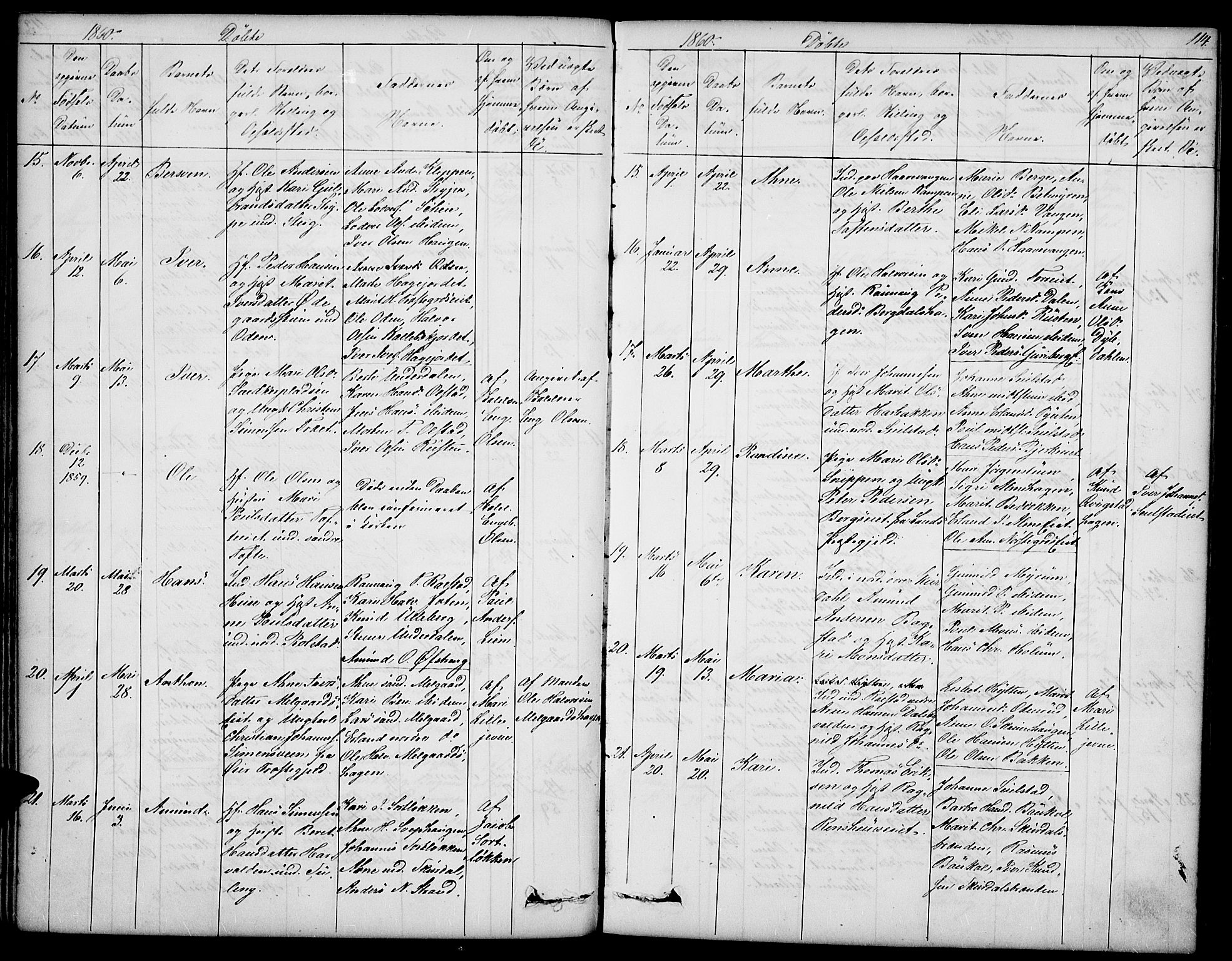 Sør-Fron prestekontor, AV/SAH-PREST-010/H/Ha/Hab/L0001: Klokkerbok nr. 1, 1844-1863, s. 114